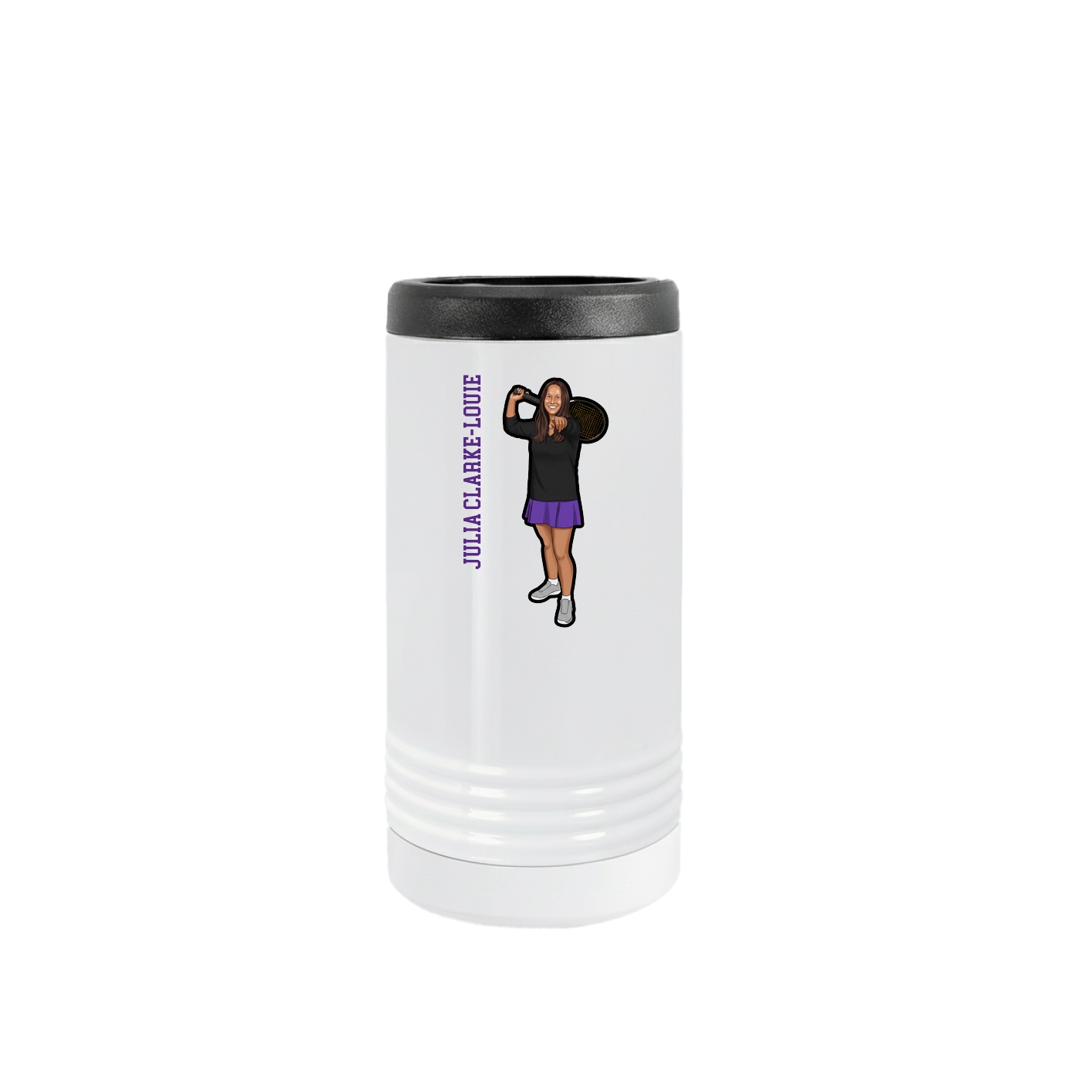 Slim Beverage Holder — Name Vertical in White
