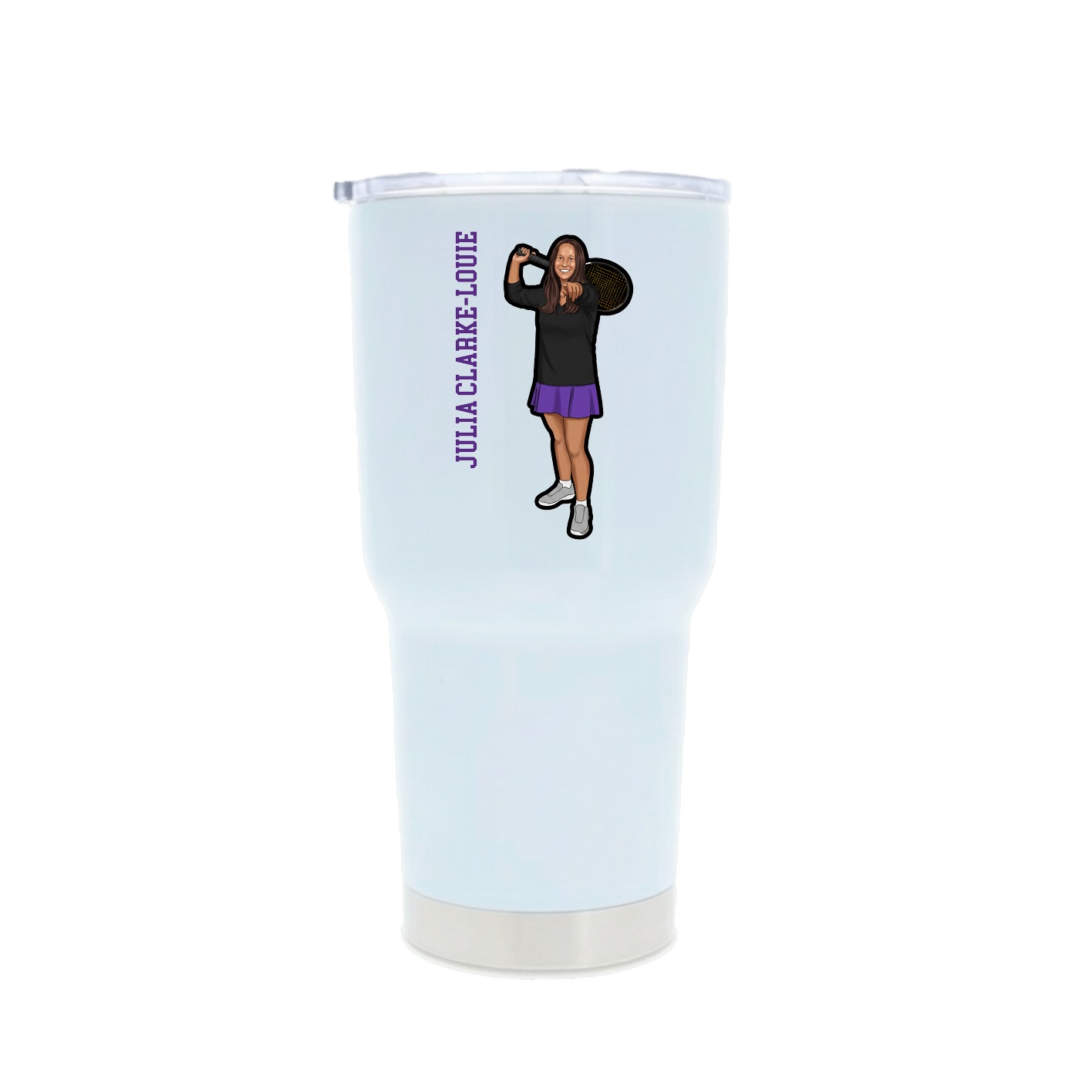 30oz Stainless Steel Tumbler — Name Vertical in White