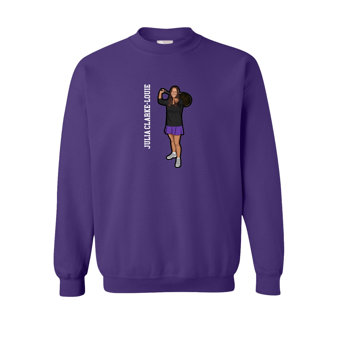 Fleece Crew — Name Vertical in Purple