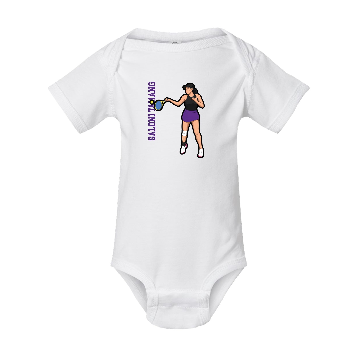 Baby Onesie — Name Vertical in White
