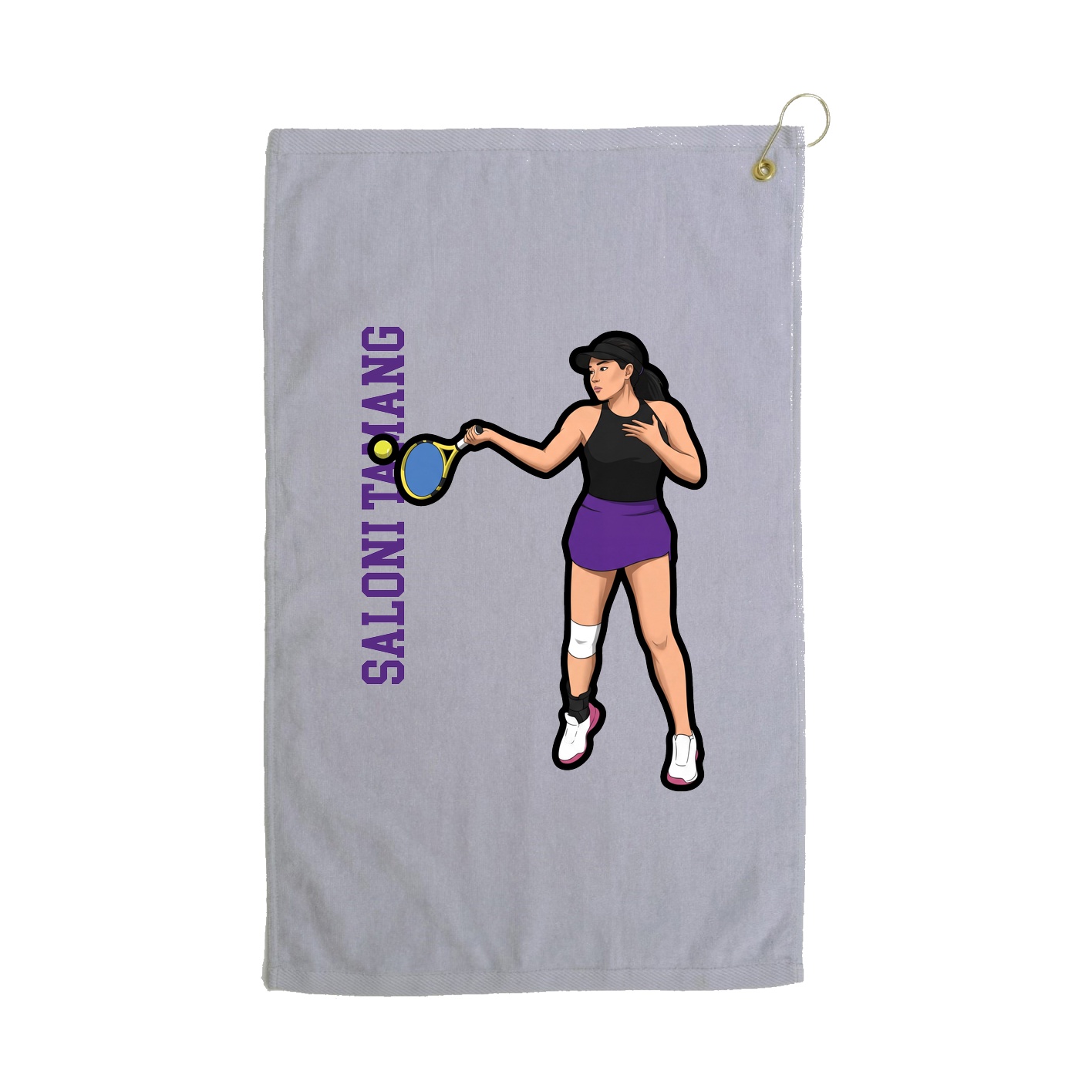 Golf Towel — Name Vertical in Grey