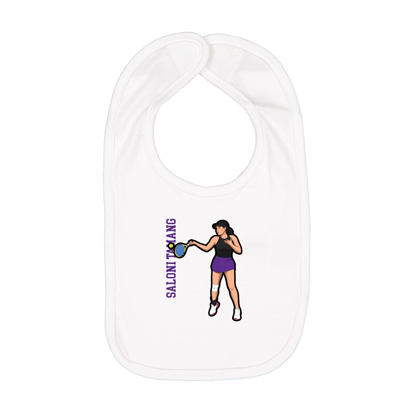 Infant Bib — Name Vertical in White