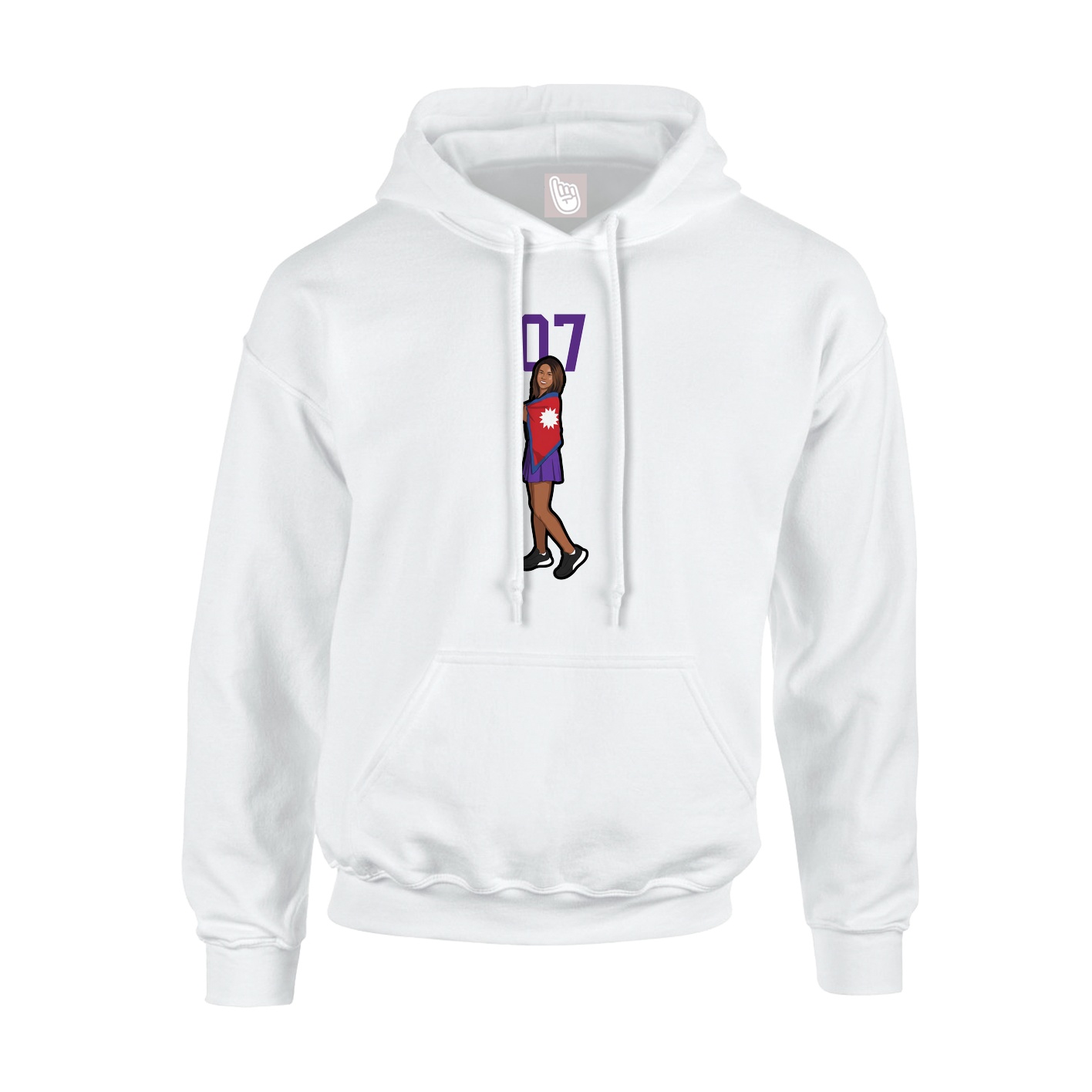 Youth Hoodie — Number Top in White