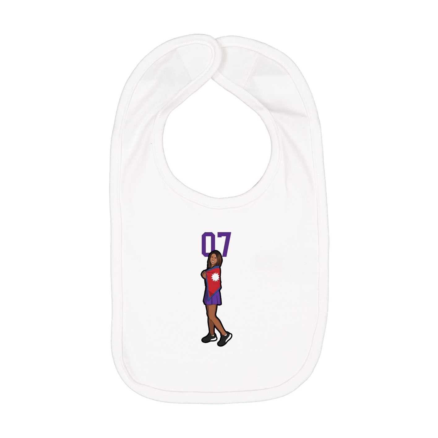 Infant Bib — Number Top in White