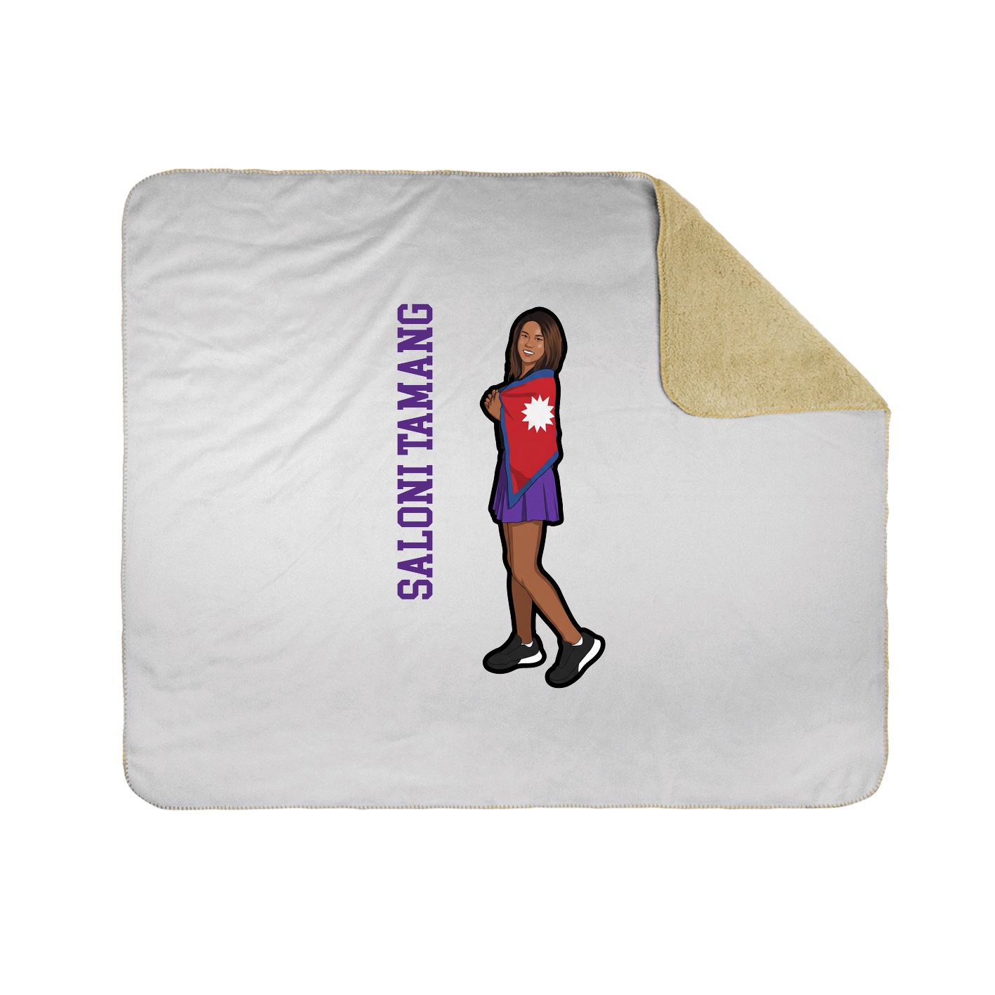 Throw Blanket — Name Vertical in White