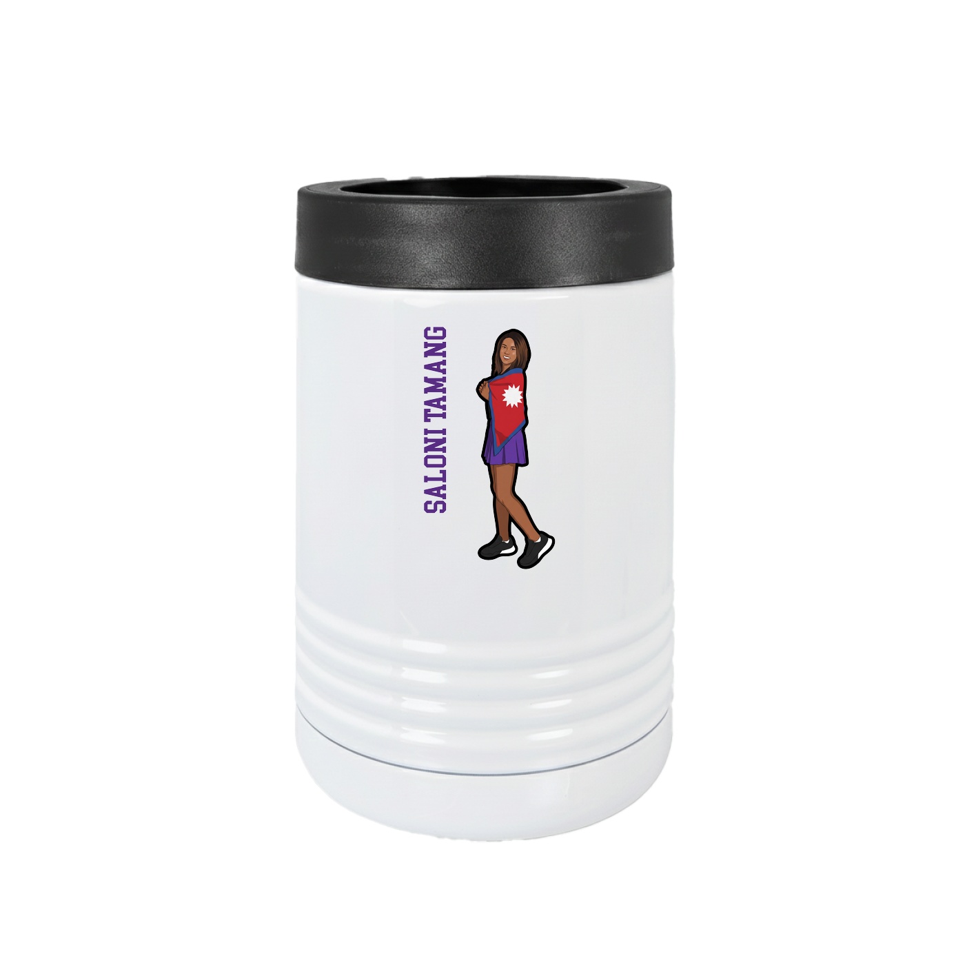 Beverage Holder — Name Vertical in White
