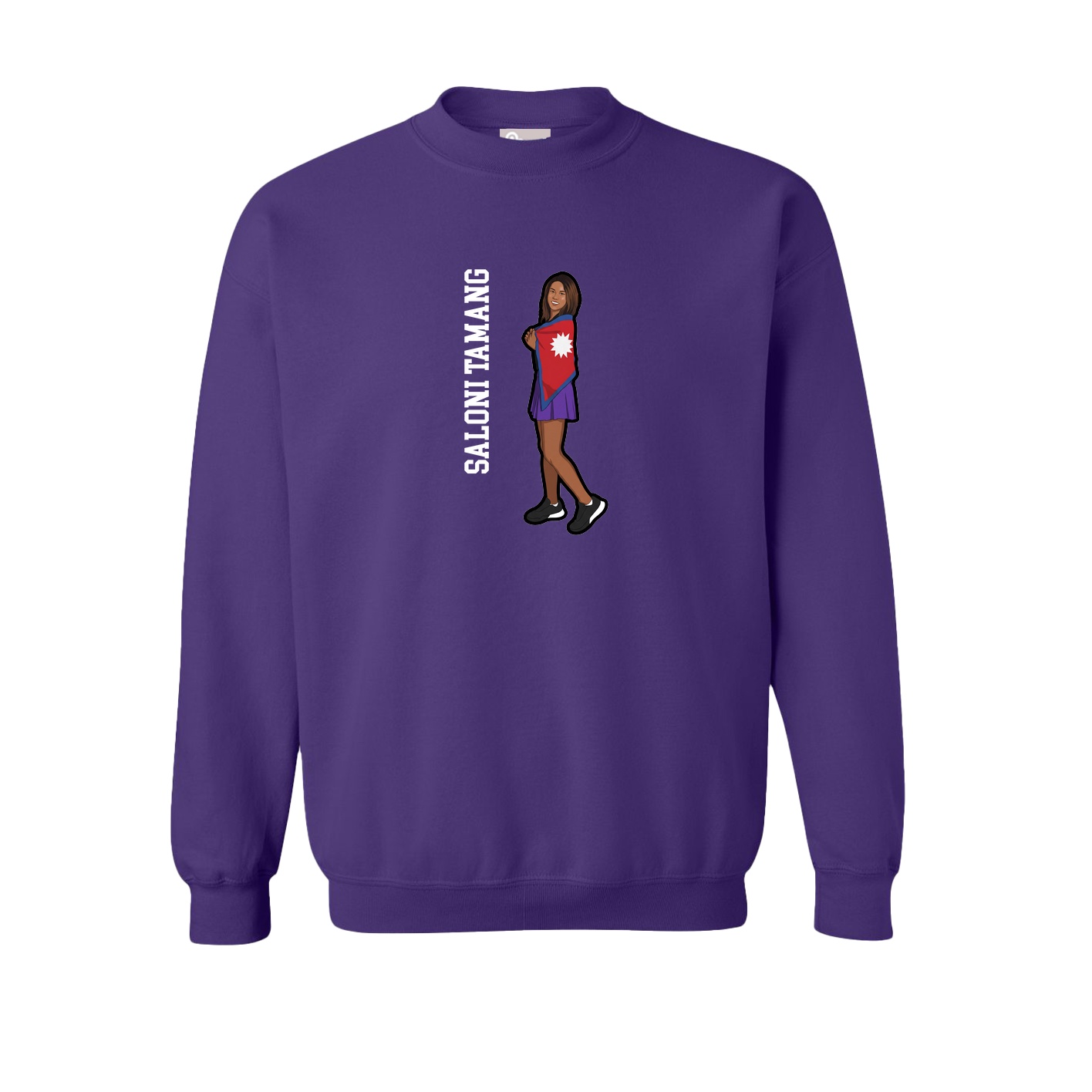 Fleece Crew — Name Vertical in Purple
