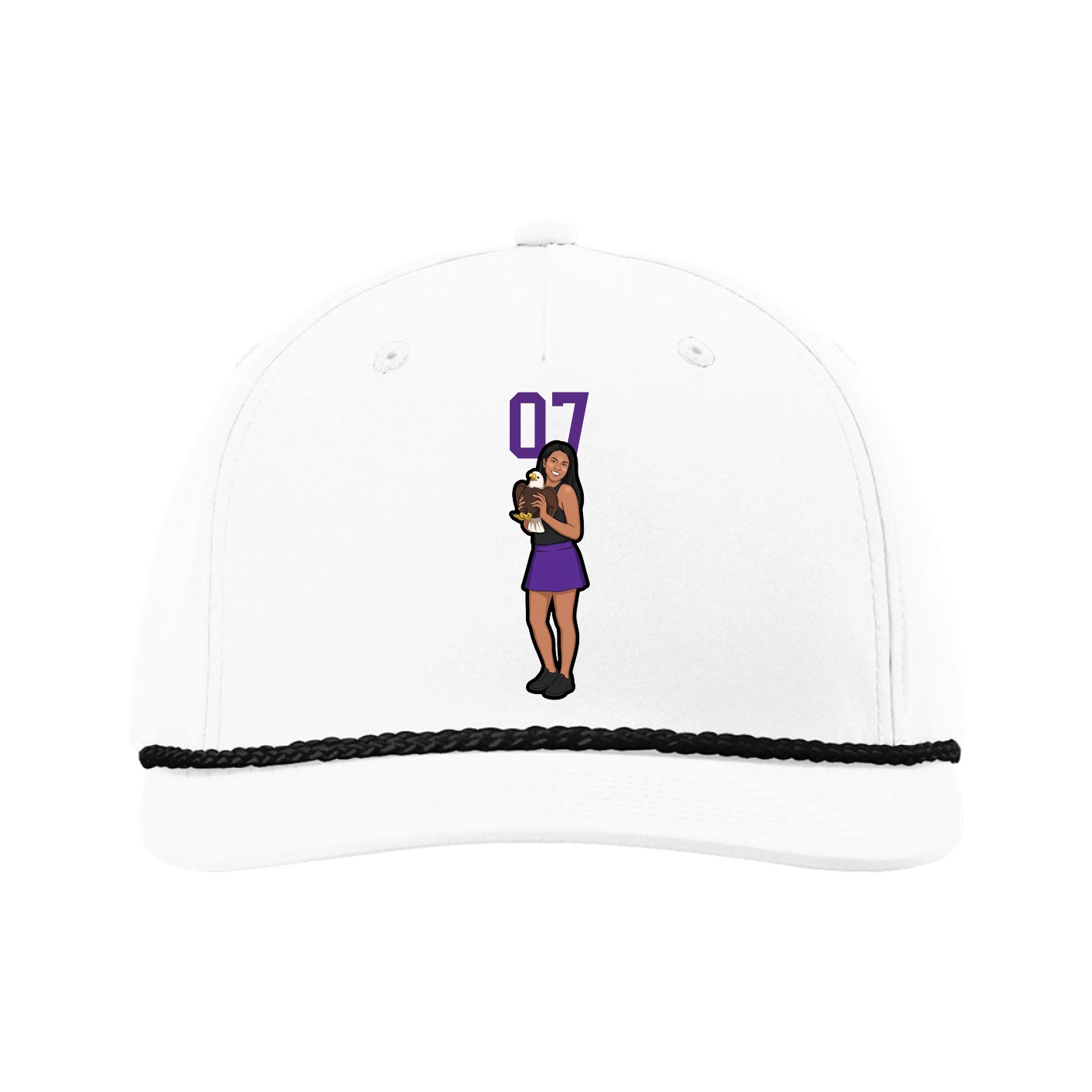 Five-Panel Classic Rope Cap — Number Top in White