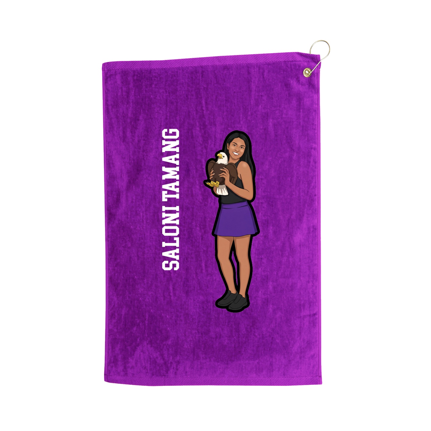 Golf Towel — Name Vertical in Purple