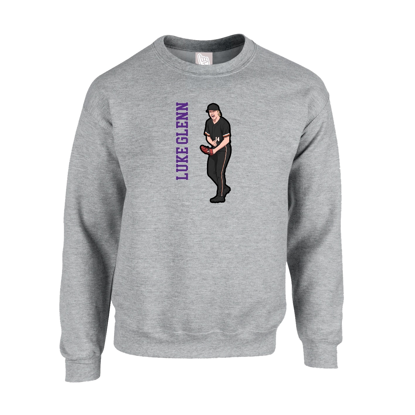 Fleece Crew — Name Vertical in Grey