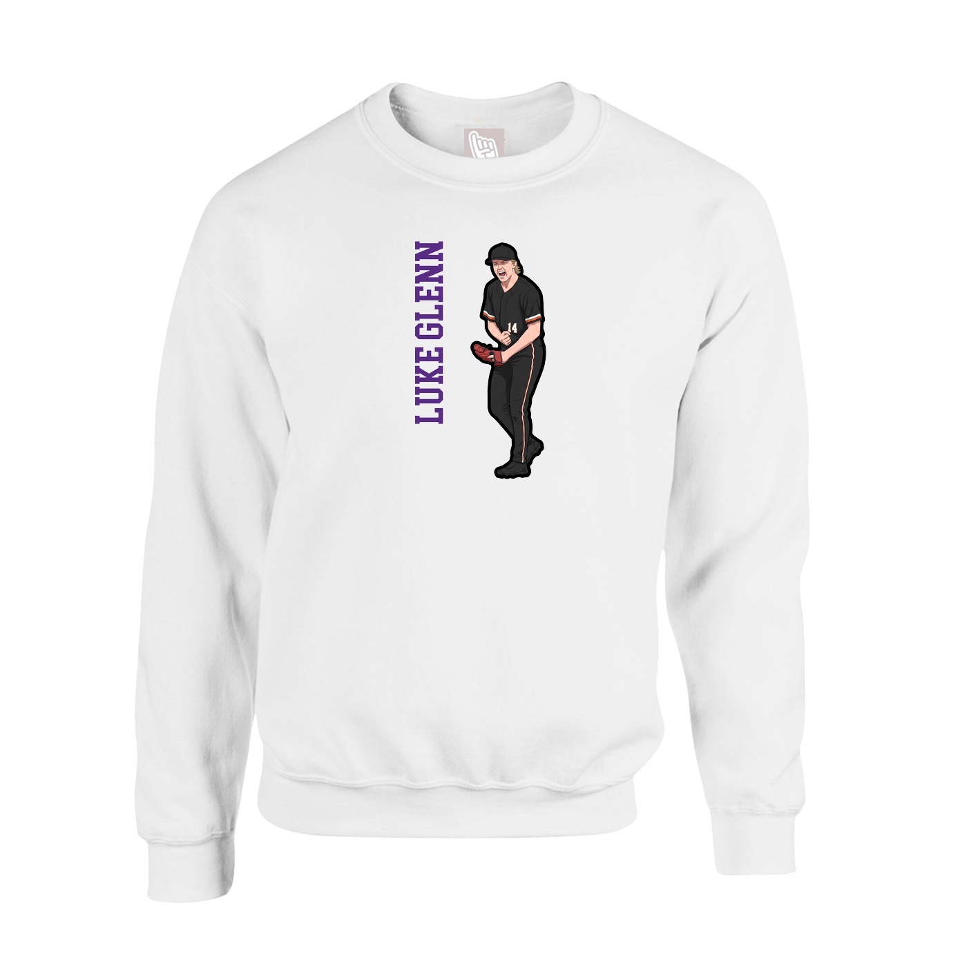 Fleece Crew — Name Vertical in White