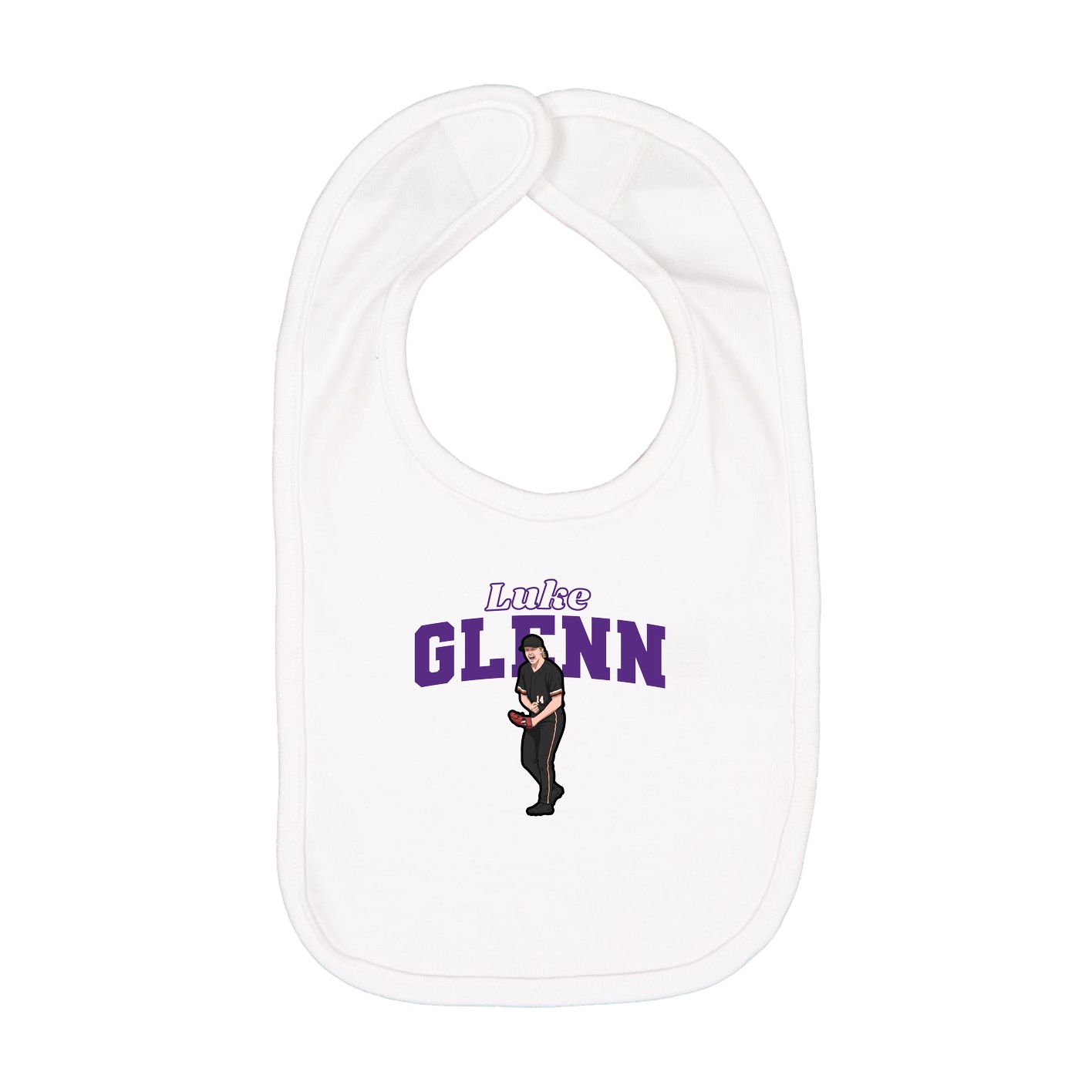 Infant Bib — Name Arch in White