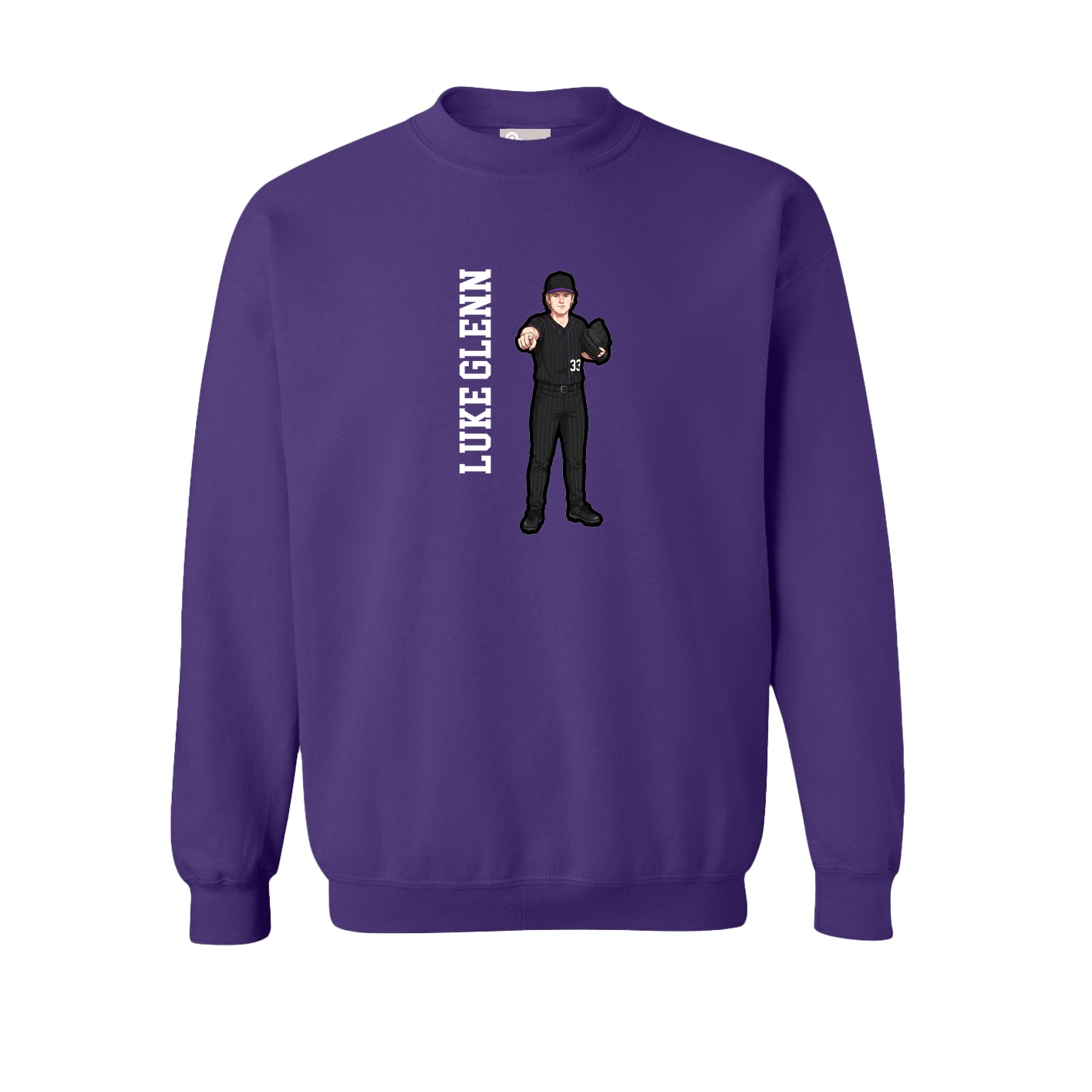 Fleece Crew — Name Vertical in Purple