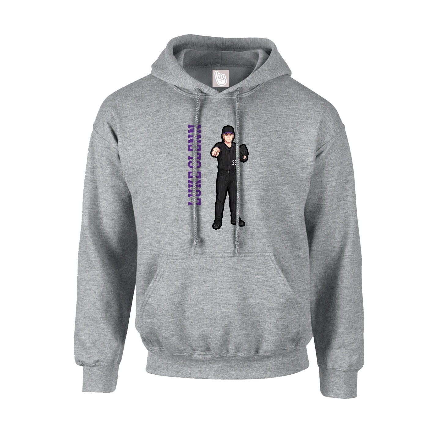 Youth Hoodie — Name Vertical in Grey