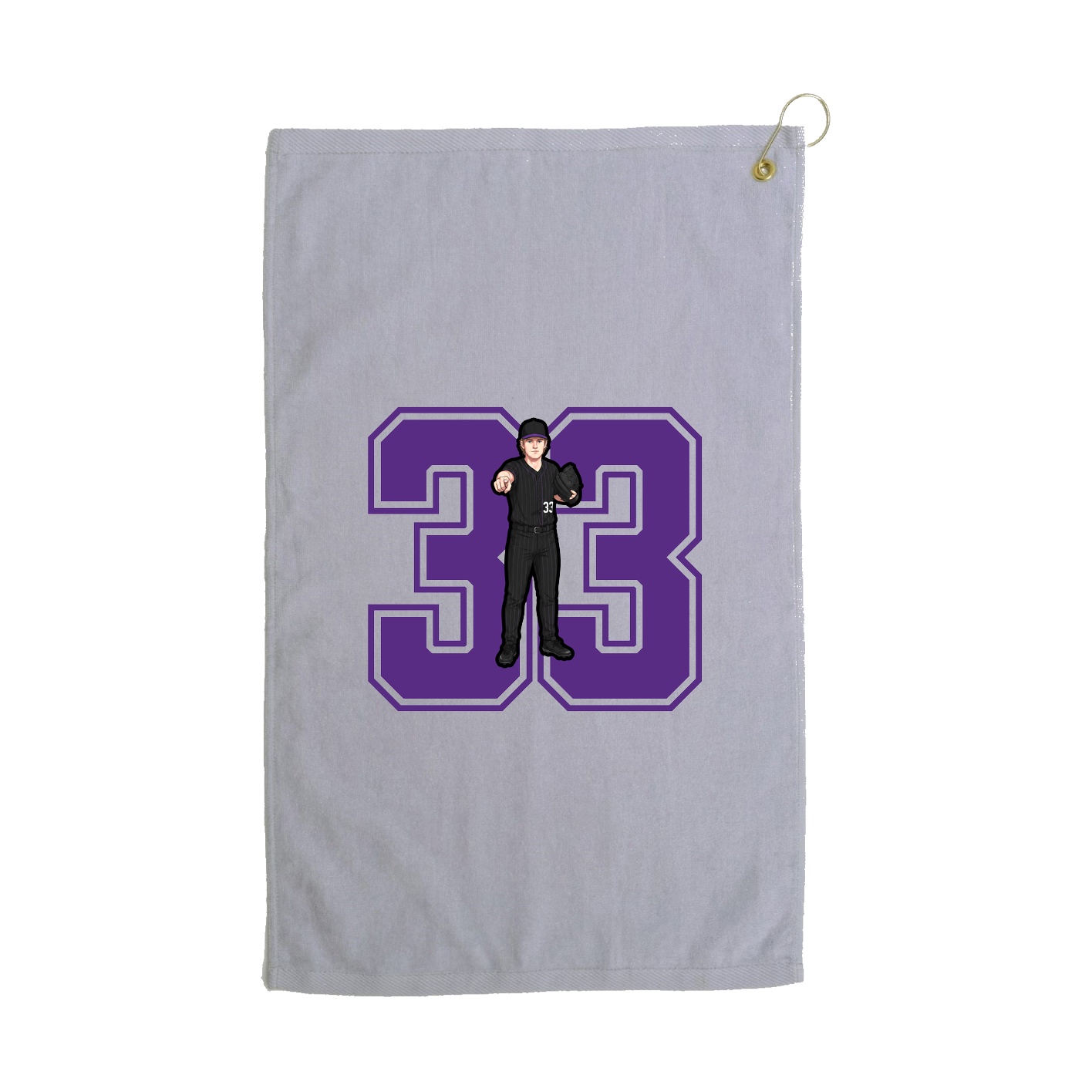 Golf Towel — Number in Grey