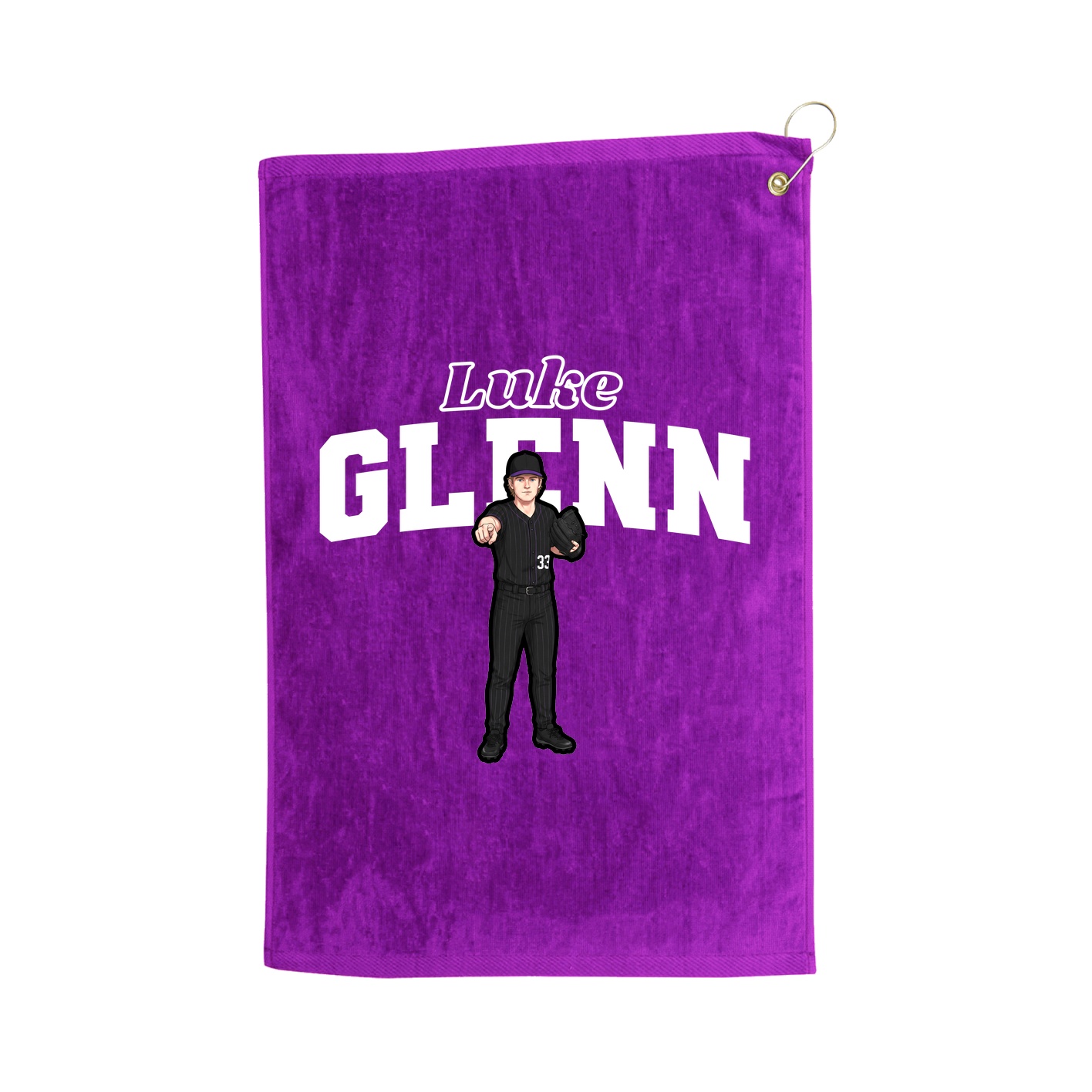 Golf Towel — Name Arch in Purple