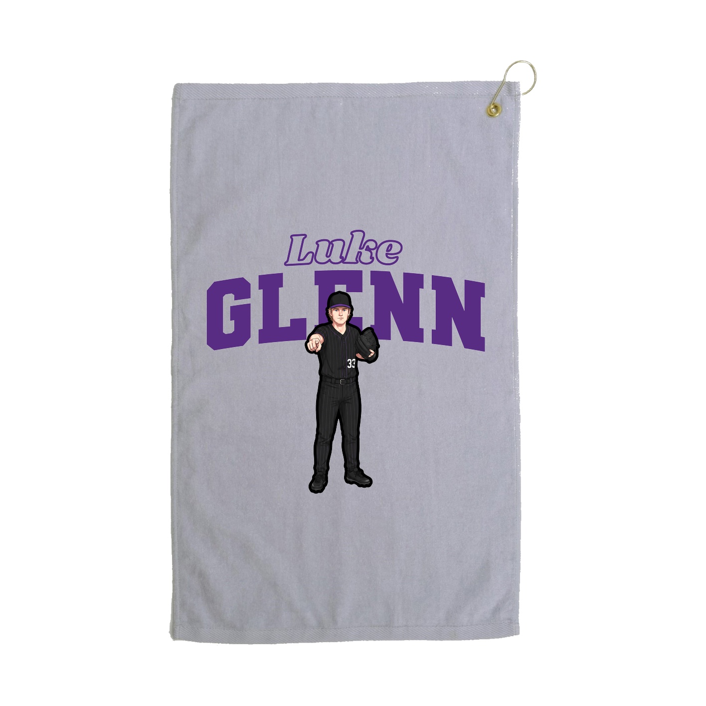 Golf Towel — Name Arch in Grey