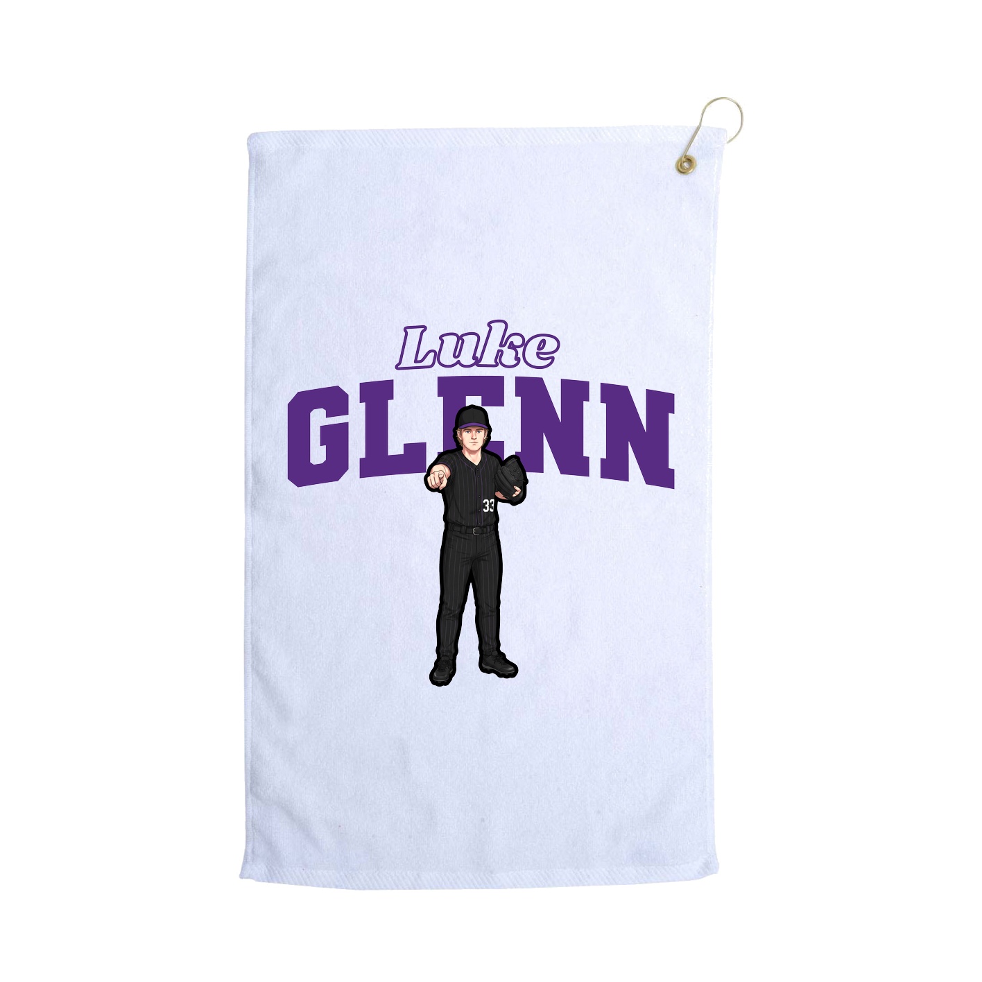 Golf Towel — Name Arch in White