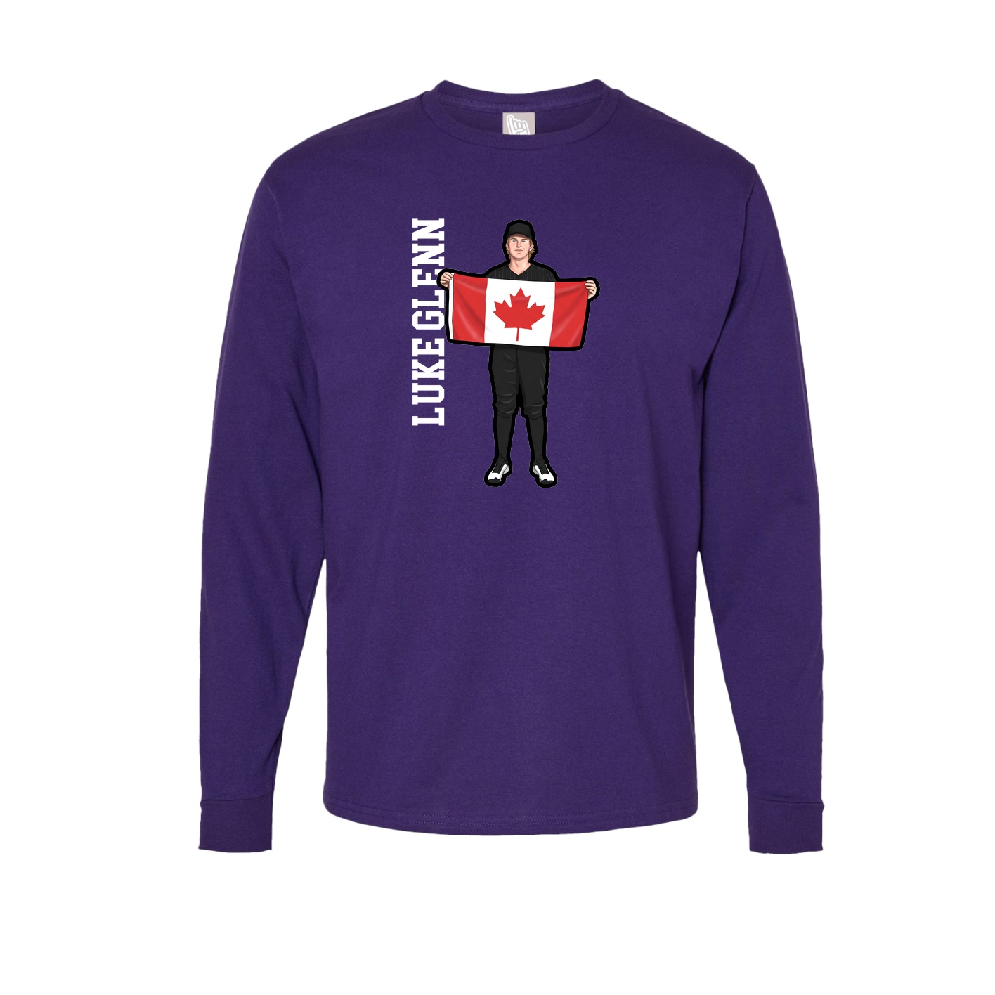 Long Sleeve Tee — Name Vertical in Purple