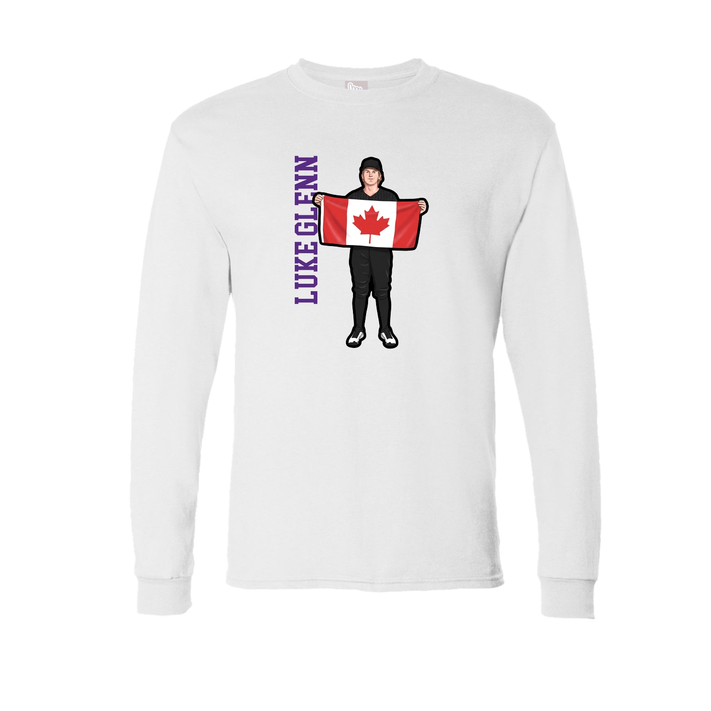 Long Sleeve Tee — Name Vertical in White