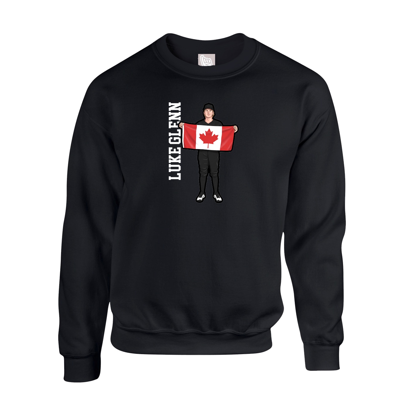 Fleece Crew — Name Vertical in Black