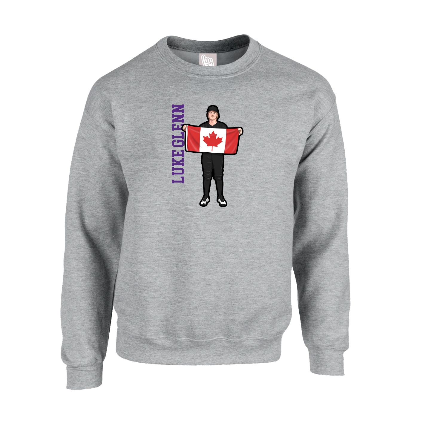 Fleece Crew — Name Vertical in Grey