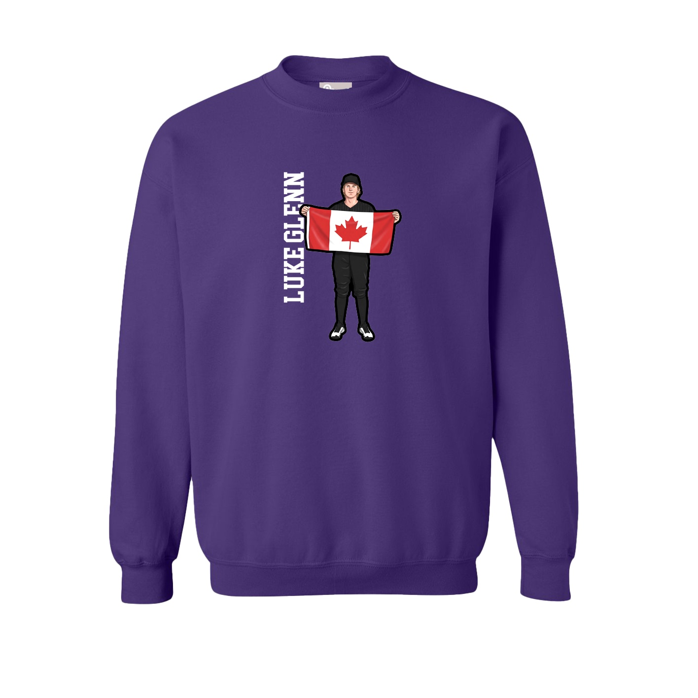 Fleece Crew — Name Vertical in Purple