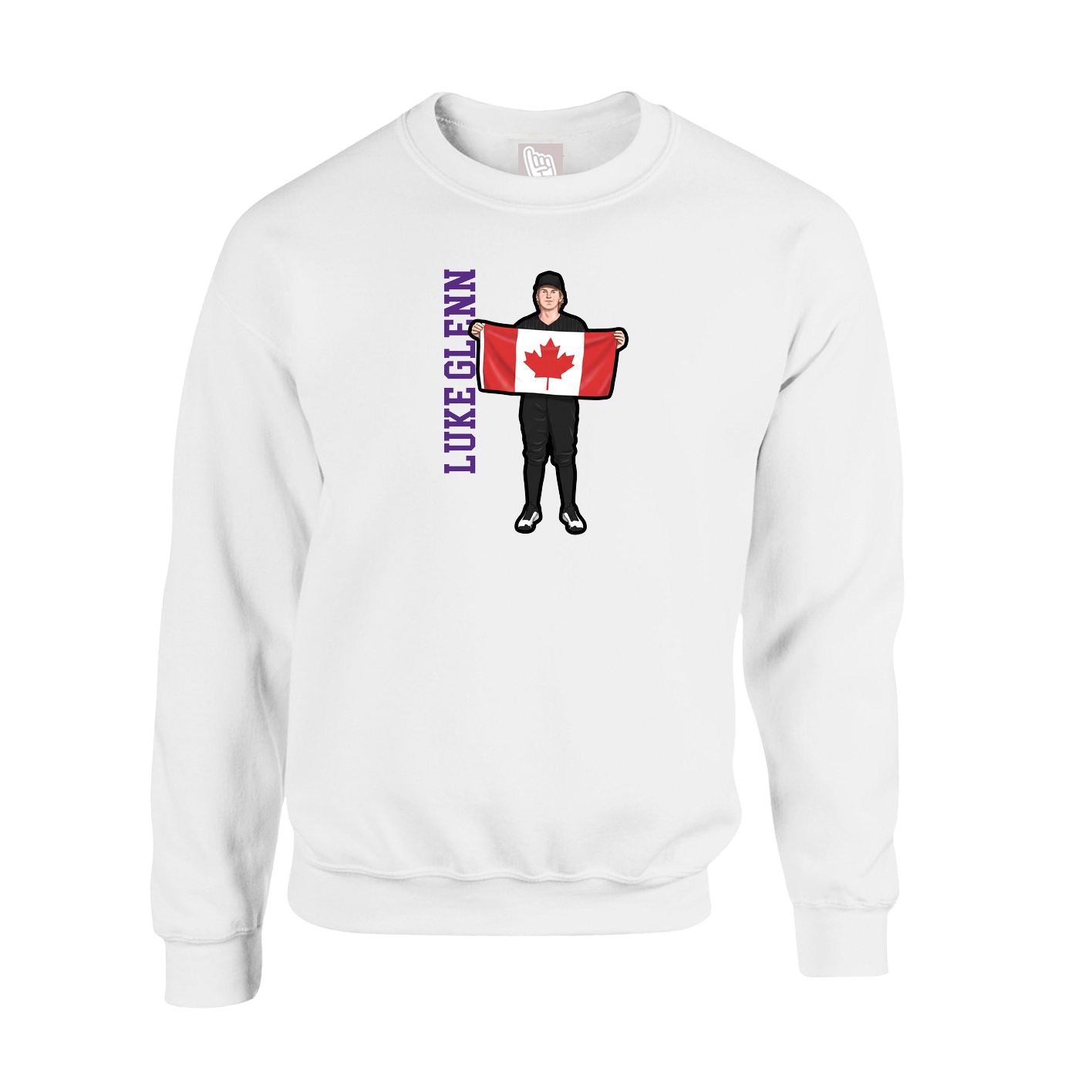 Fleece Crew — Name Vertical in White
