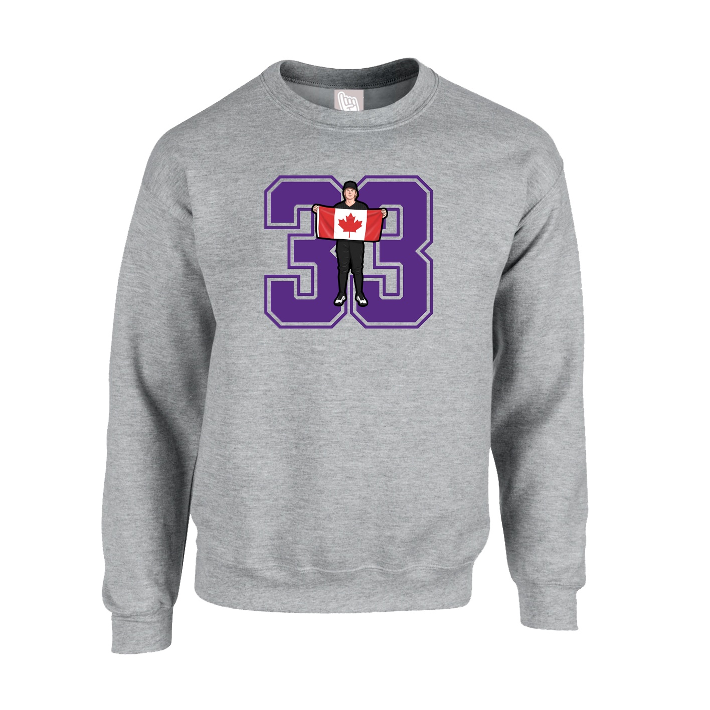 Fleece Crew — Number in Grey