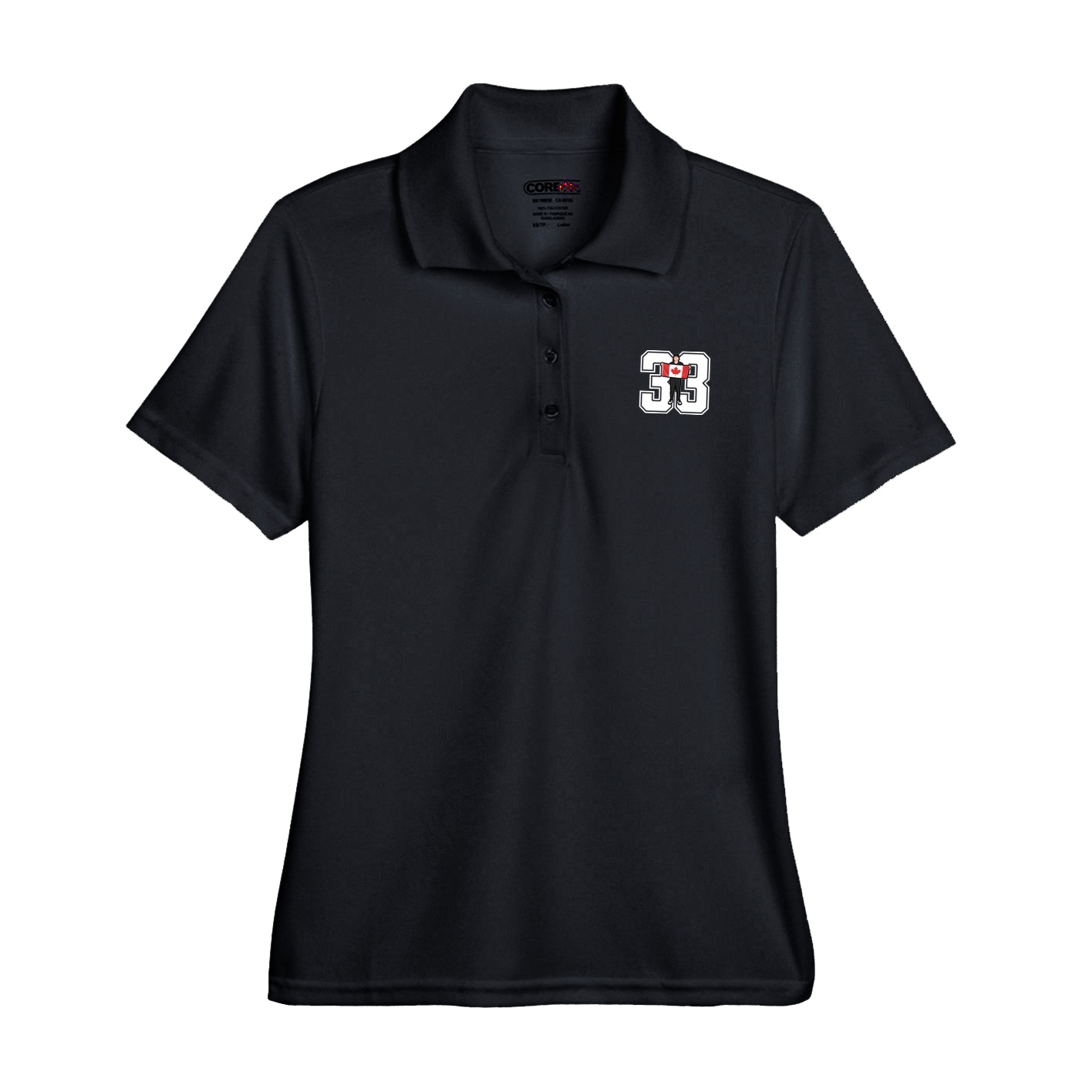 Womens Performance Polo — Number in Black