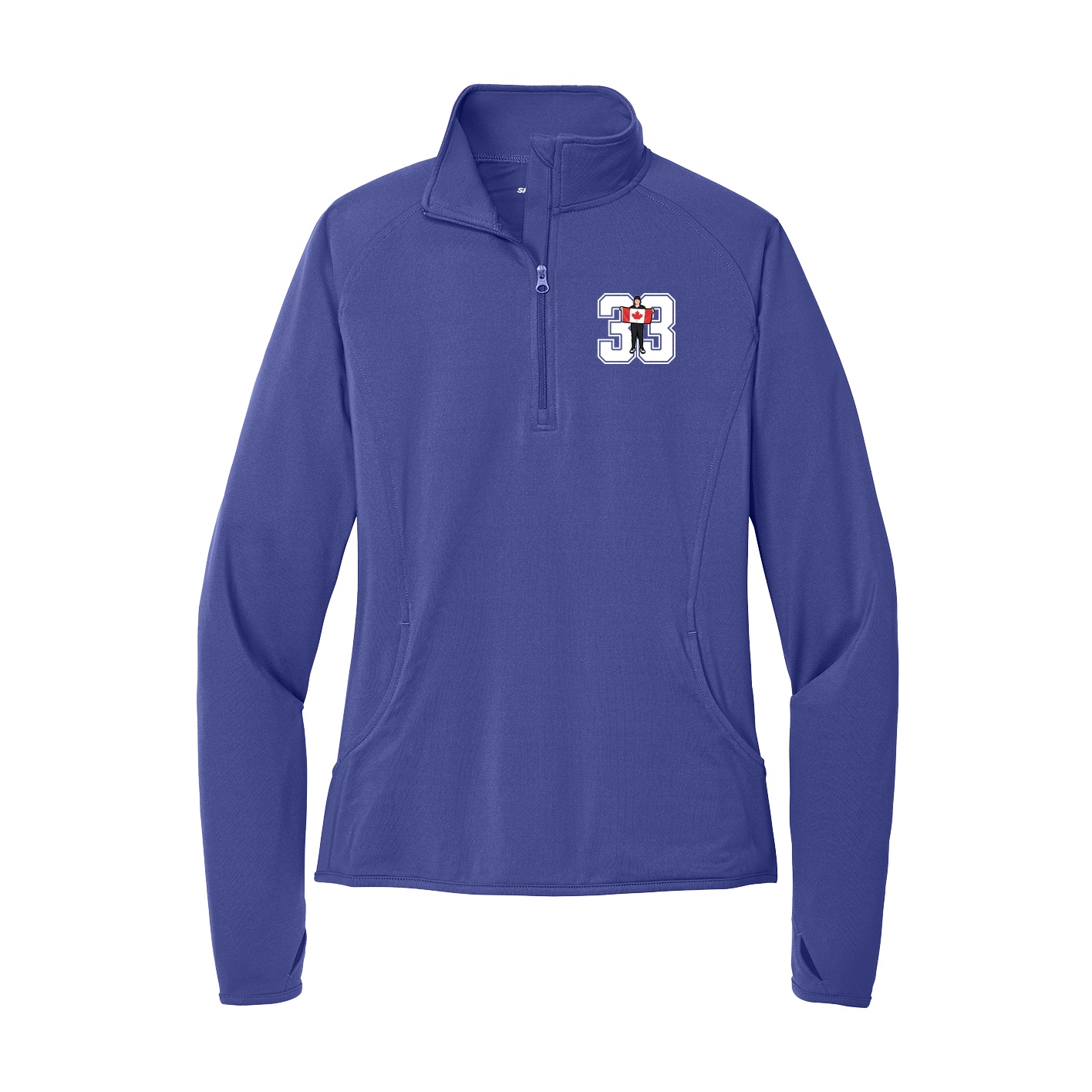 Women's Q-Zip Pullover — Number in Purple