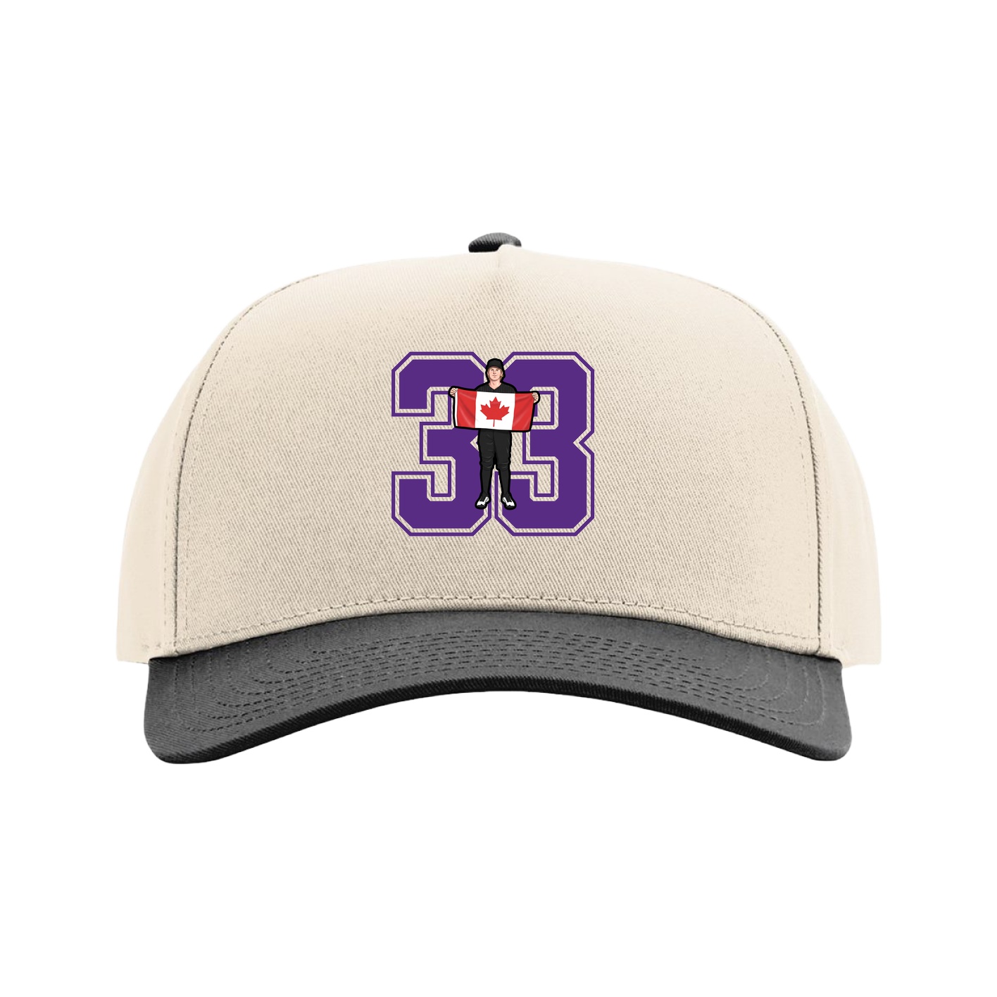 Full Fabric Five-Panel Champ Cap — Number in Cream/Black