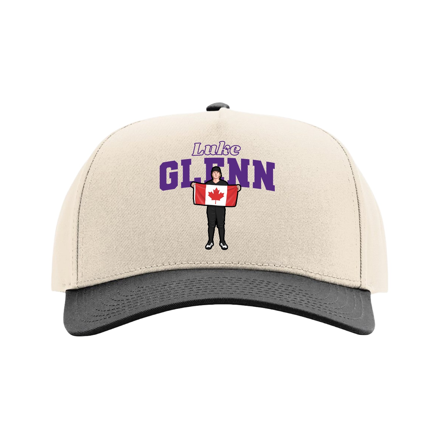 Full Fabric Five-Panel Champ Cap — Name Arch in Cream/Black