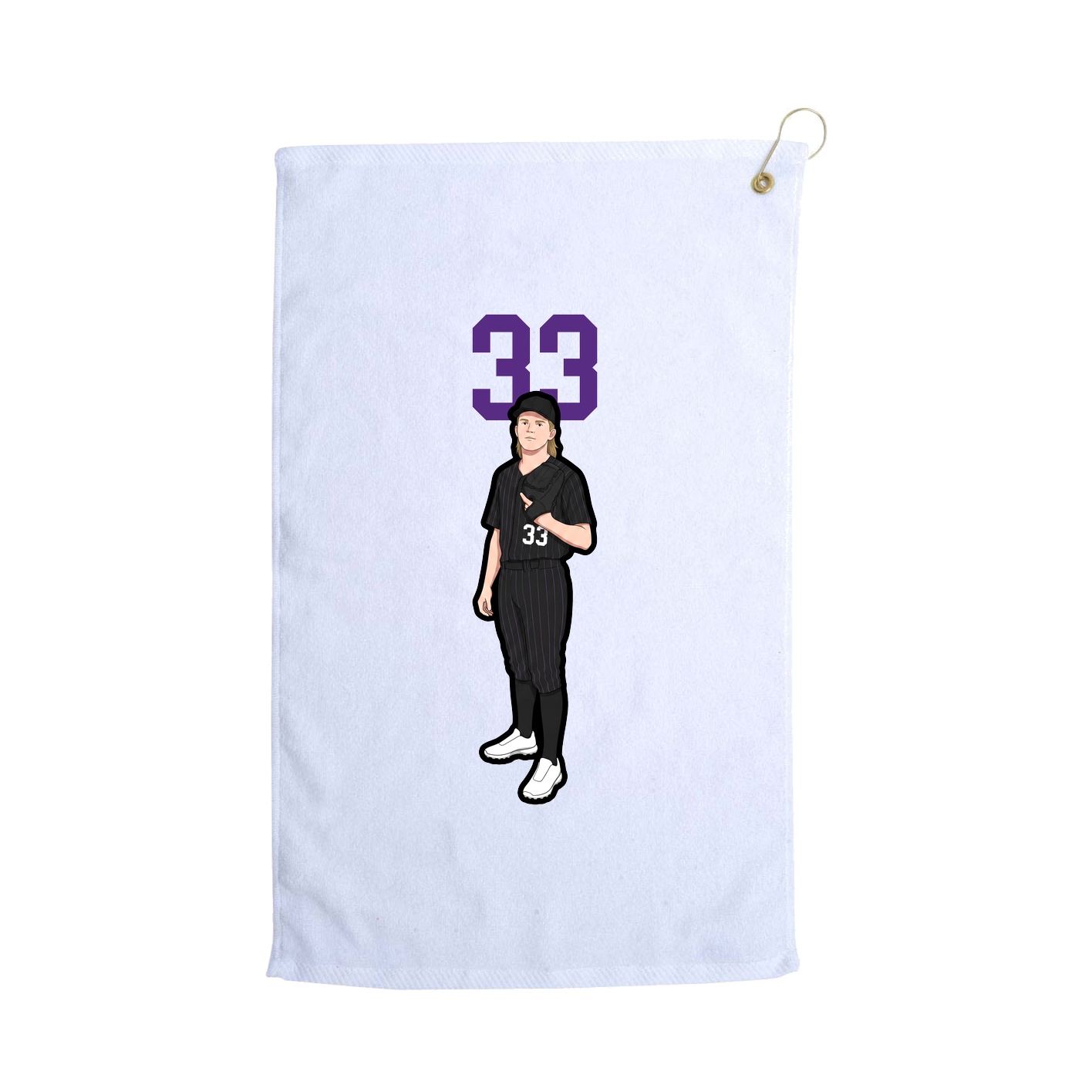 Golf Towel — Number Top in White