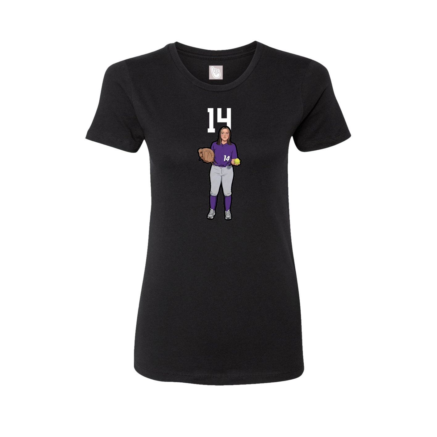 Fitted Women's Tee — Number Top in Black