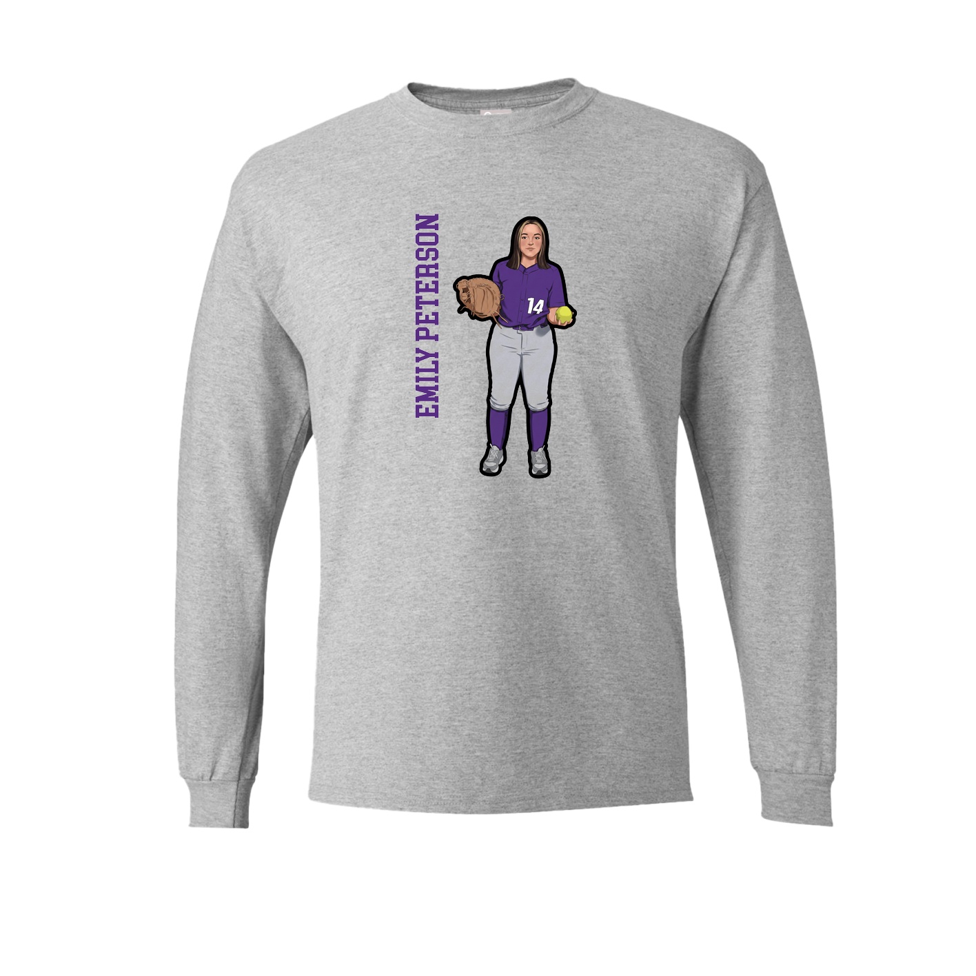 Long Sleeve Tee — Name Vertical in Grey
