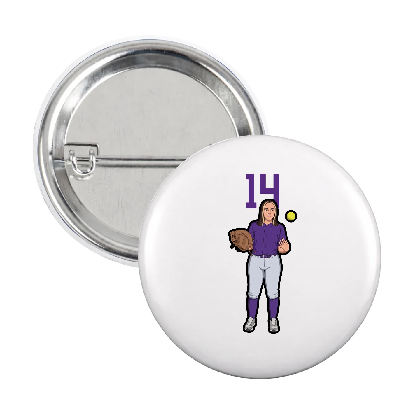 Game Day Button — Number Top in White