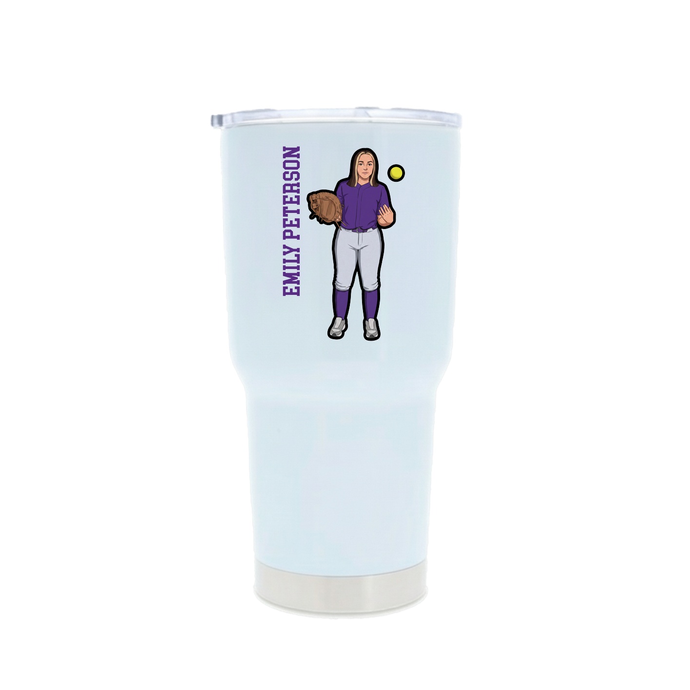 30oz Stainless Steel Tumbler — Name Vertical in White