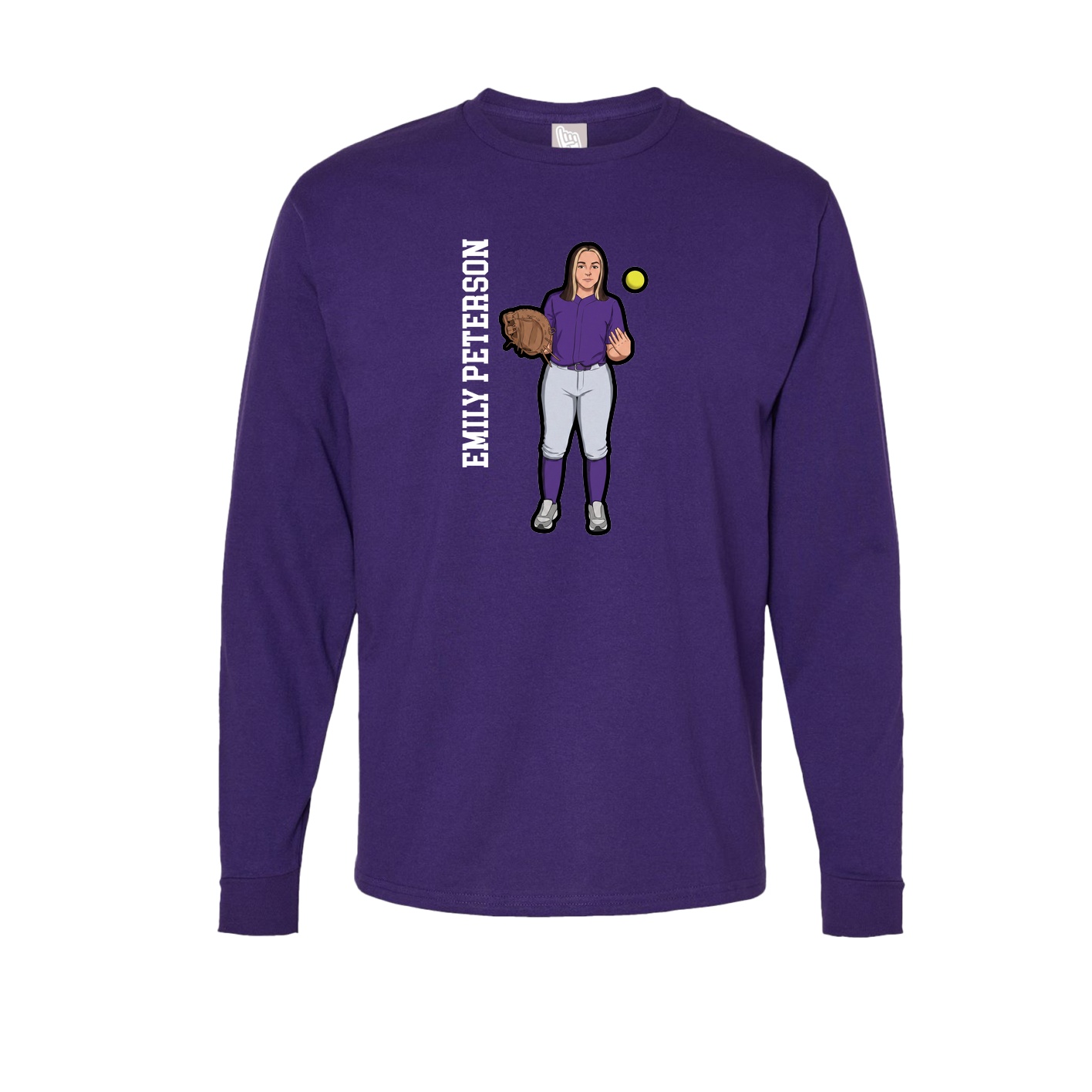 Long Sleeve Tee — Name Vertical in Purple
