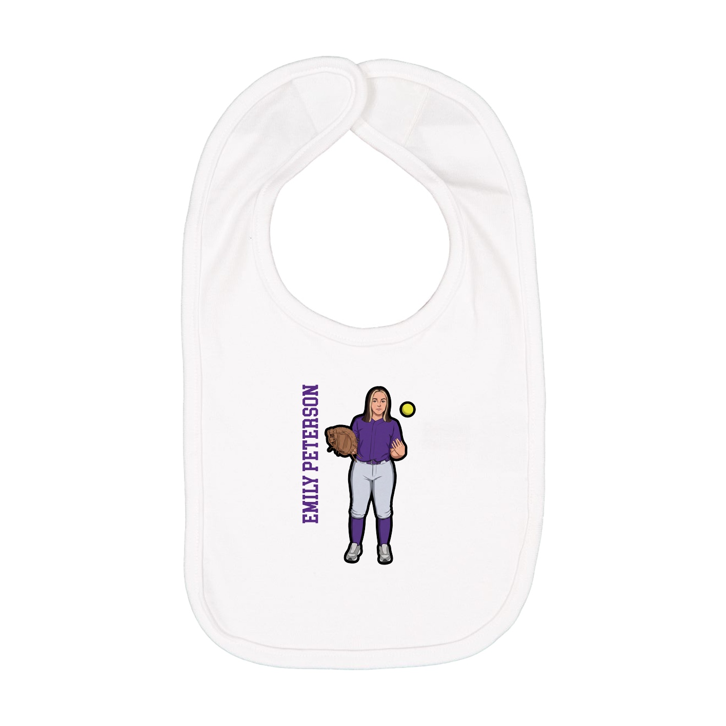 Infant Bib — Name Vertical in White