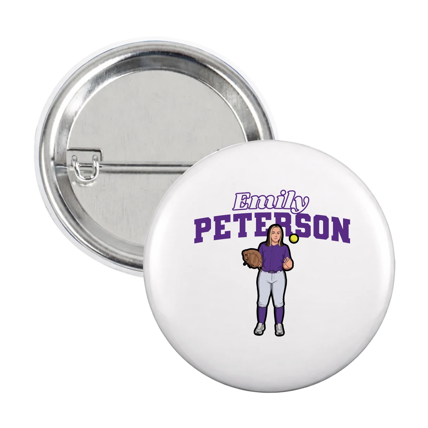 Game Day Button — Name Arch in White