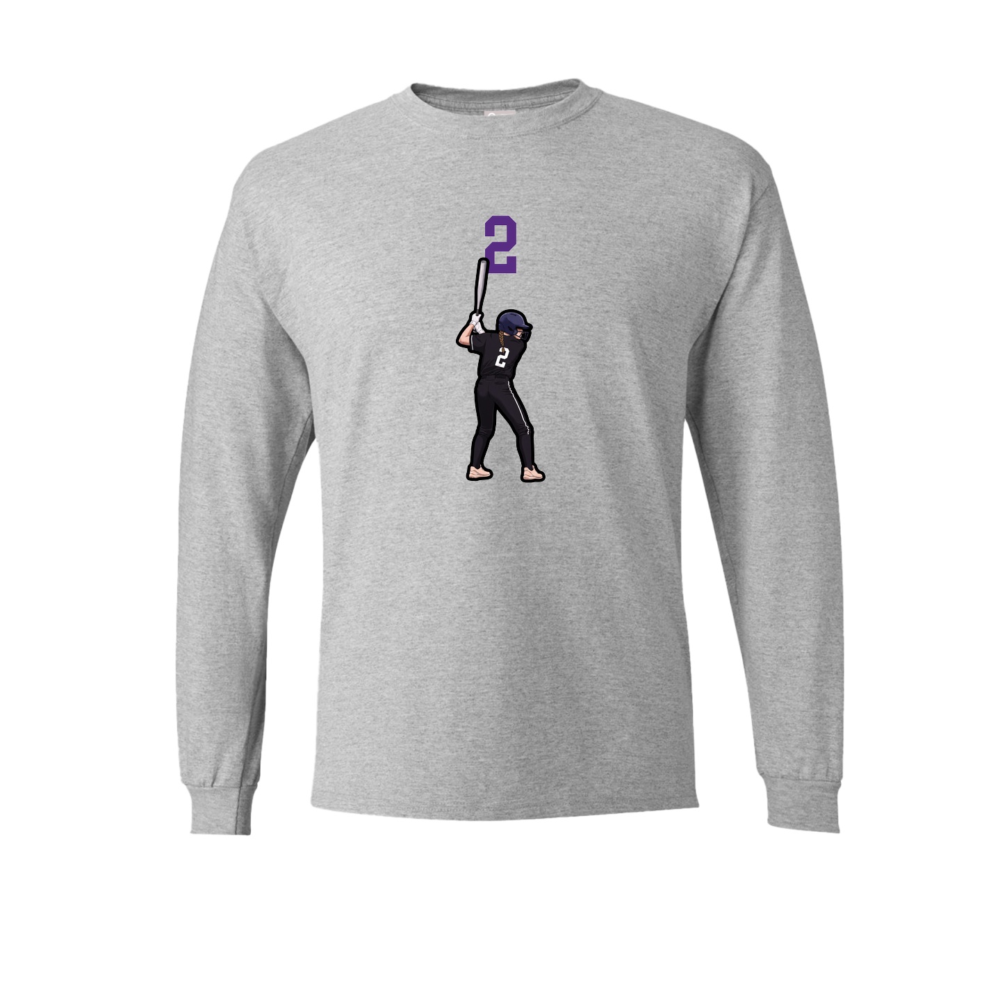Long Sleeve Tee — Number Top in Grey