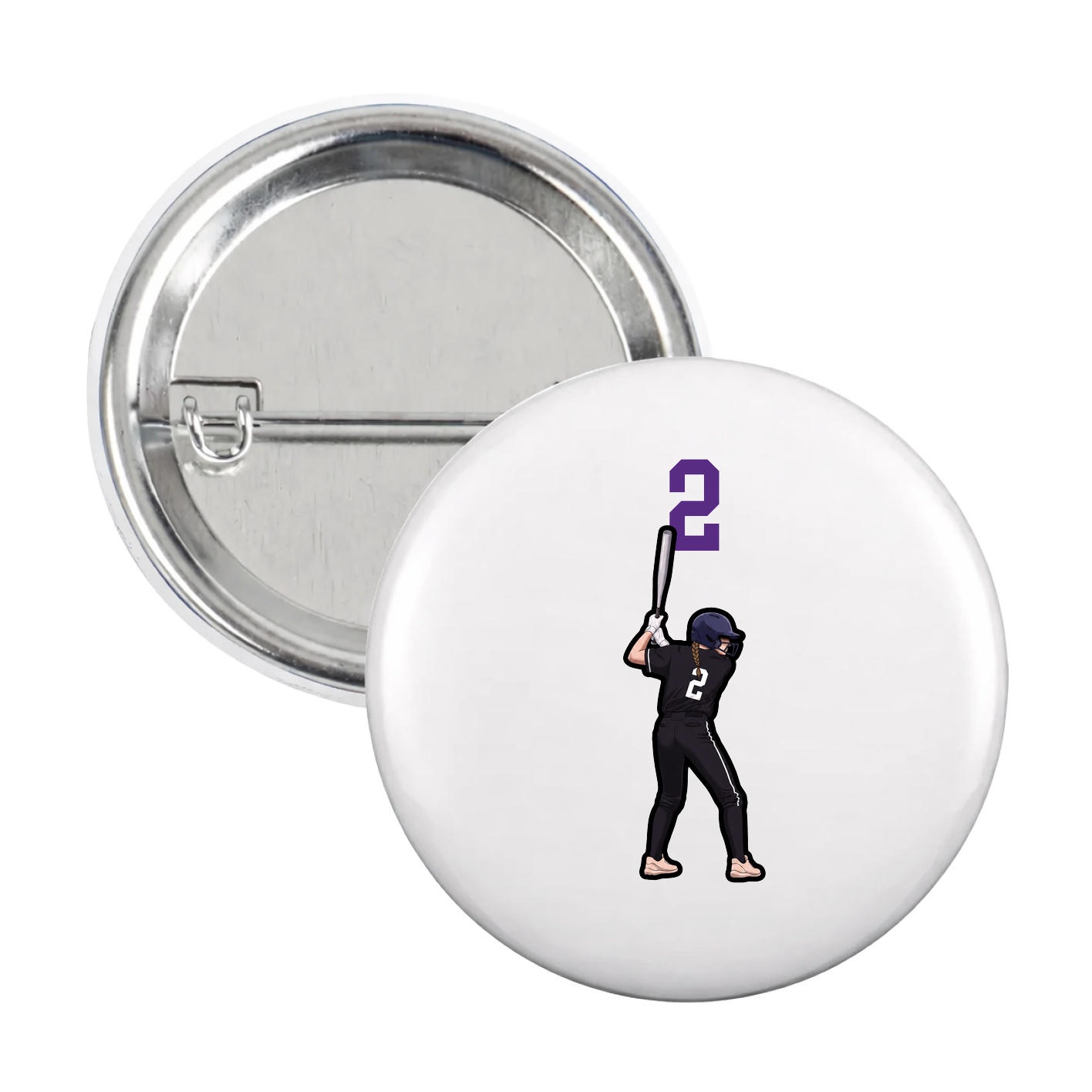 Game Day Button — Number Top in White