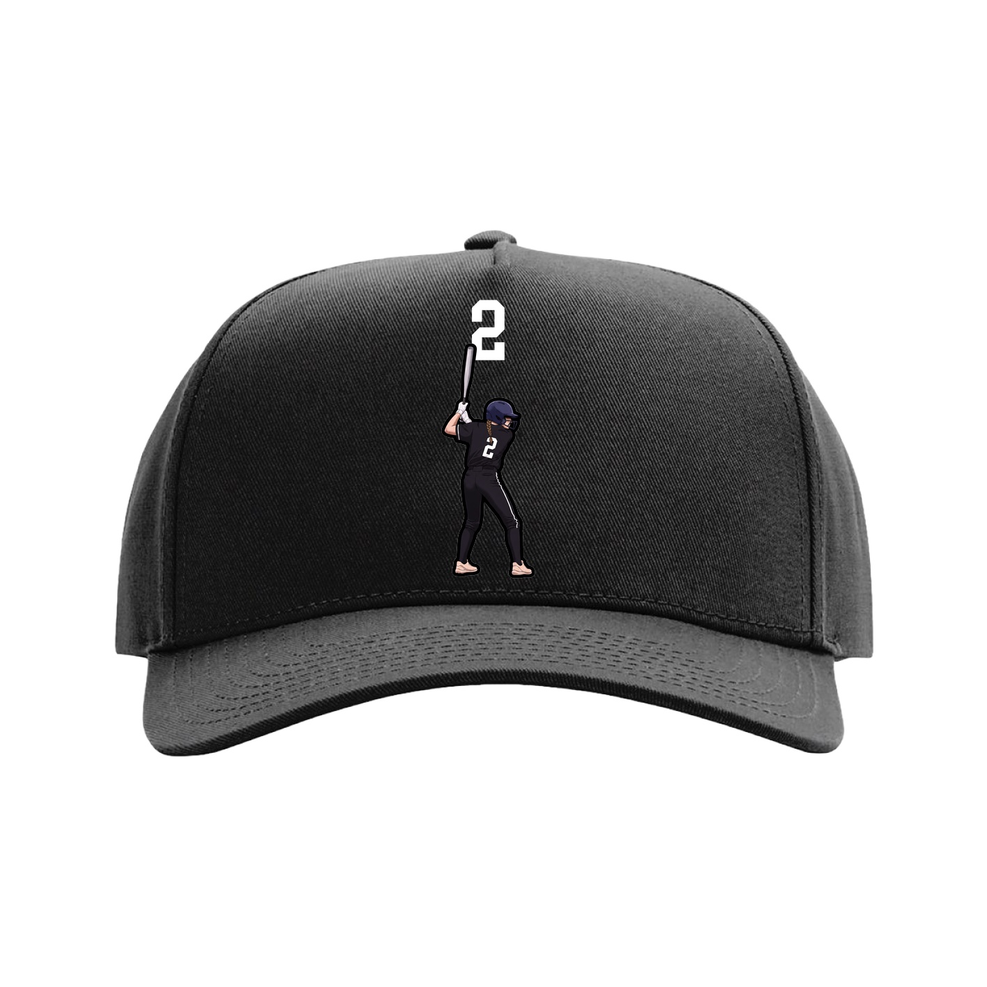 Full Fabric Five-Panel Champ Cap — Number Top in Black