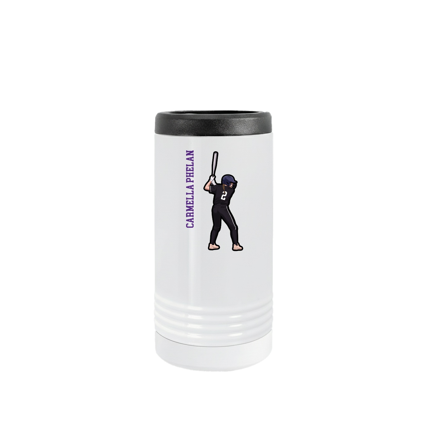 Slim Beverage Holder — Name Vertical in White