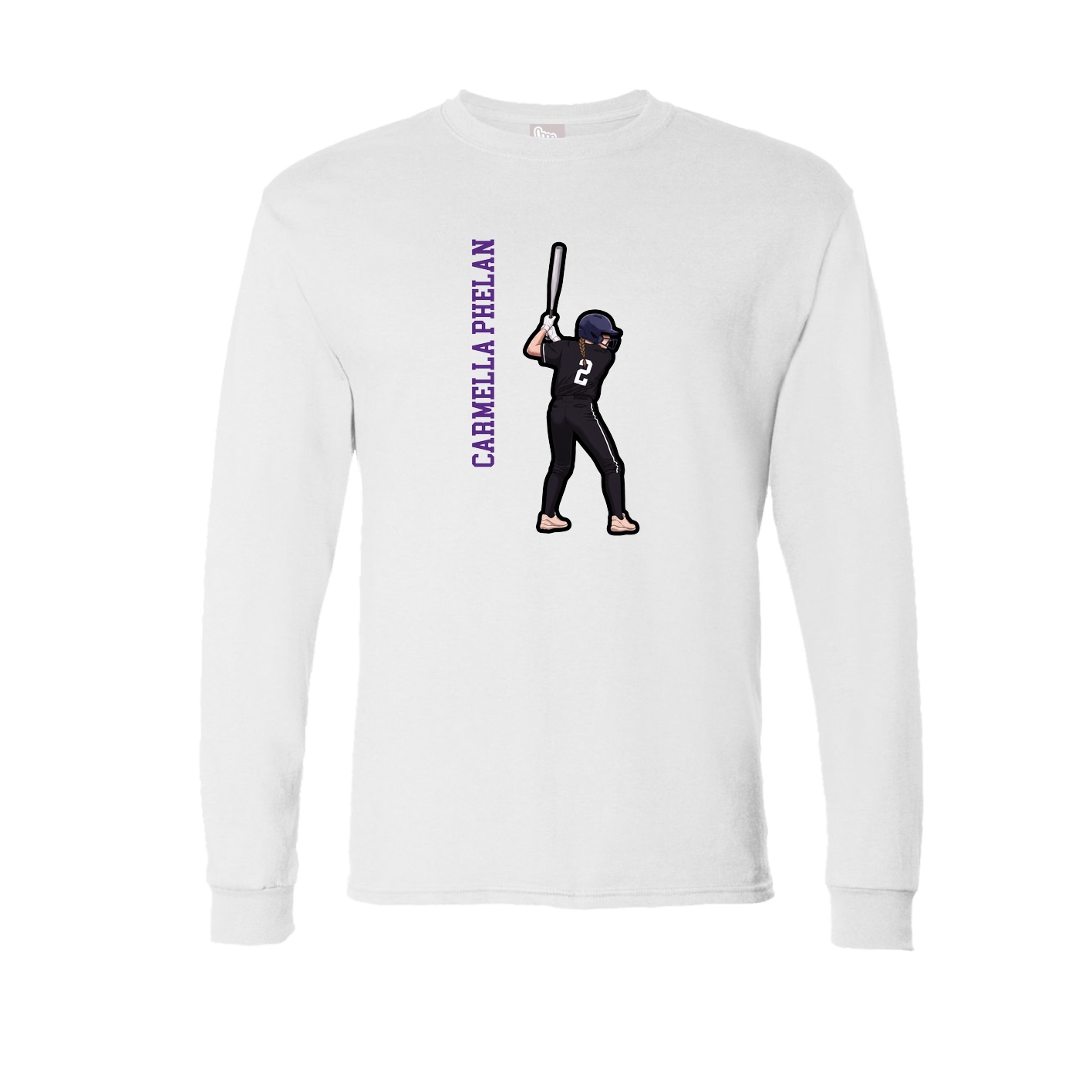 Long Sleeve Tee — Name Vertical in White