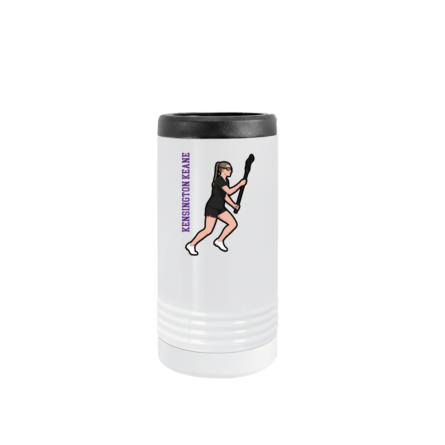 Slim Beverage Holder — Name Vertical in White
