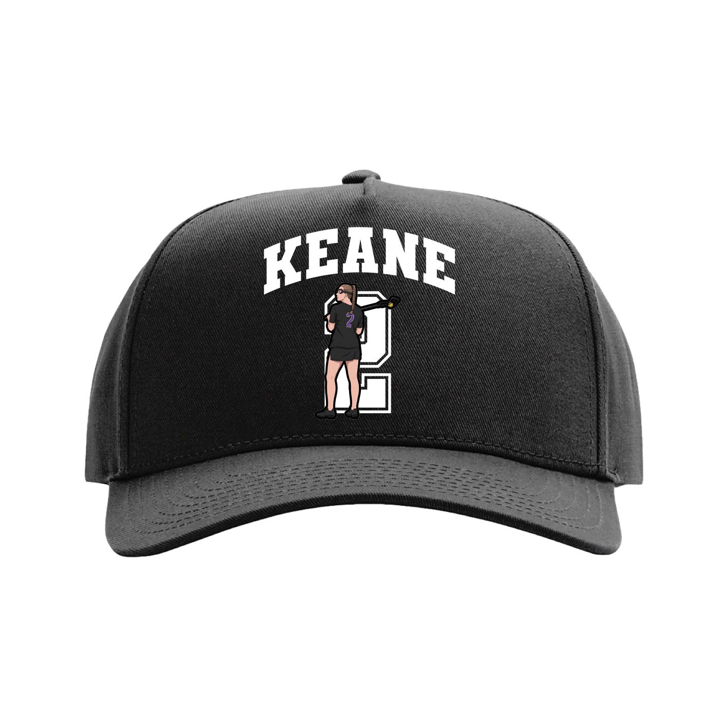 Full Fabric Five-Panel Champ Cap — Number in Black