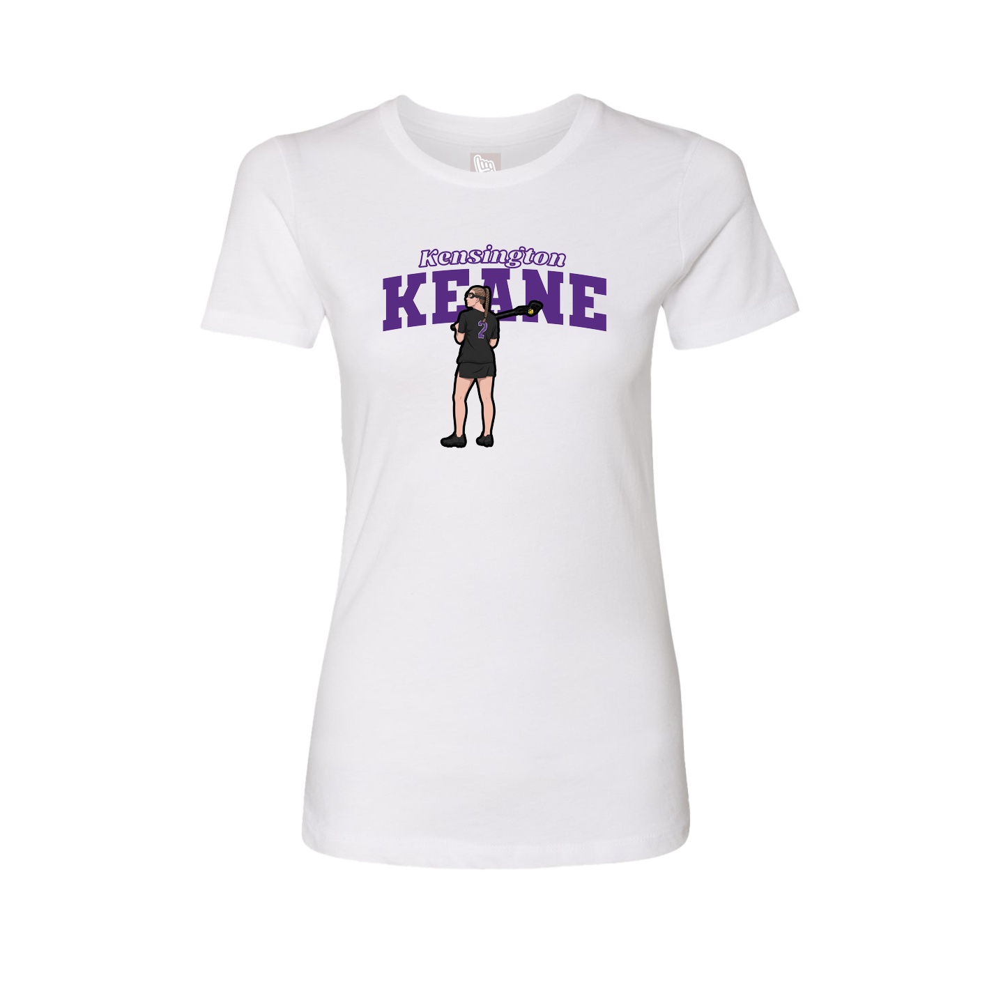 Fitted Women's Tee — Name Arch in White