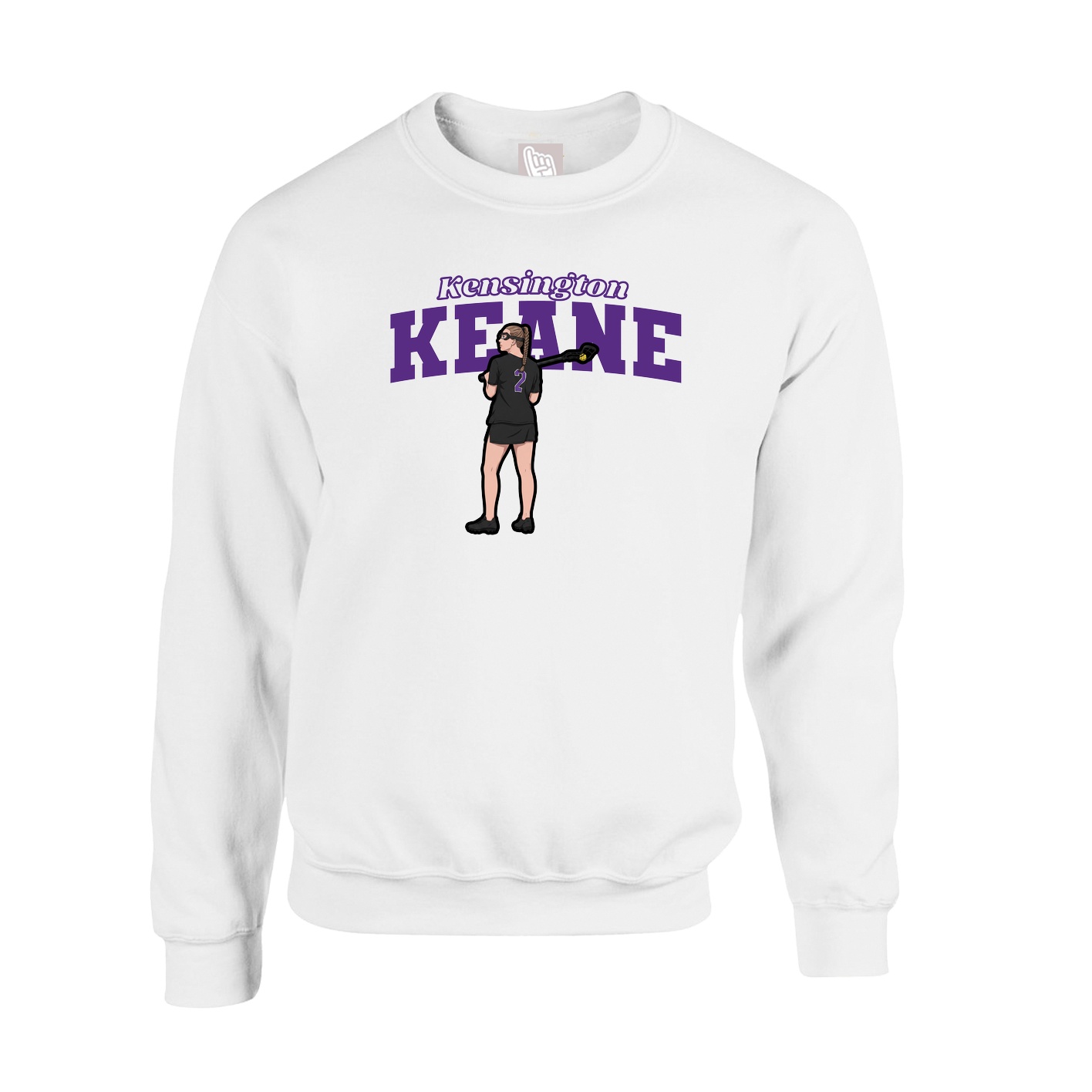 Fleece Crew — Name Arch in White